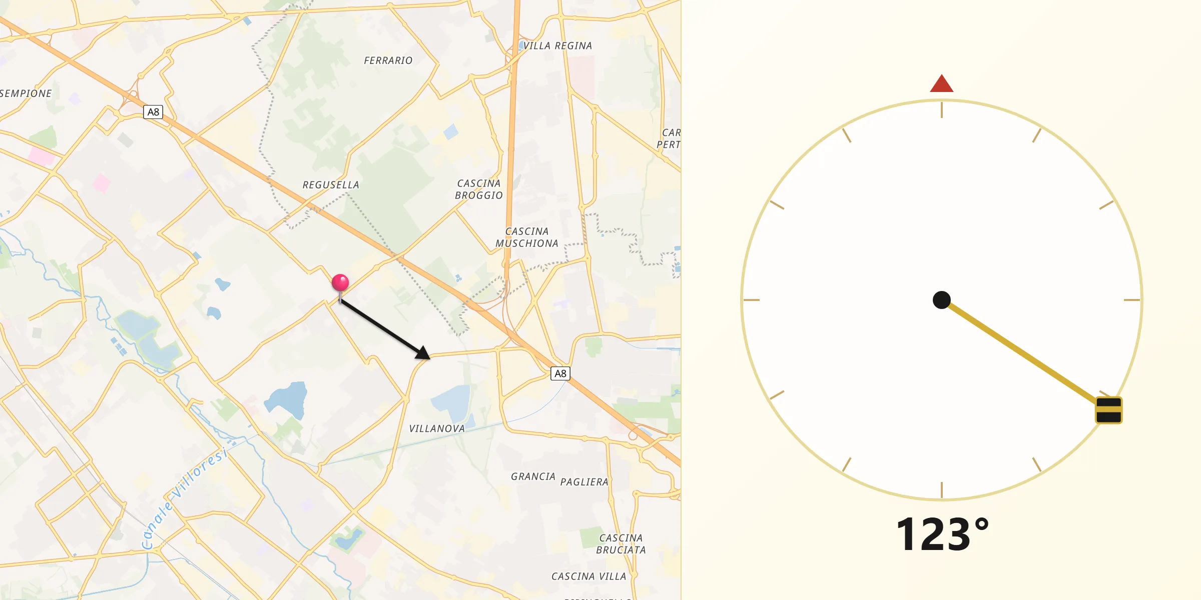 Direzione della Qibla da Cantalupo