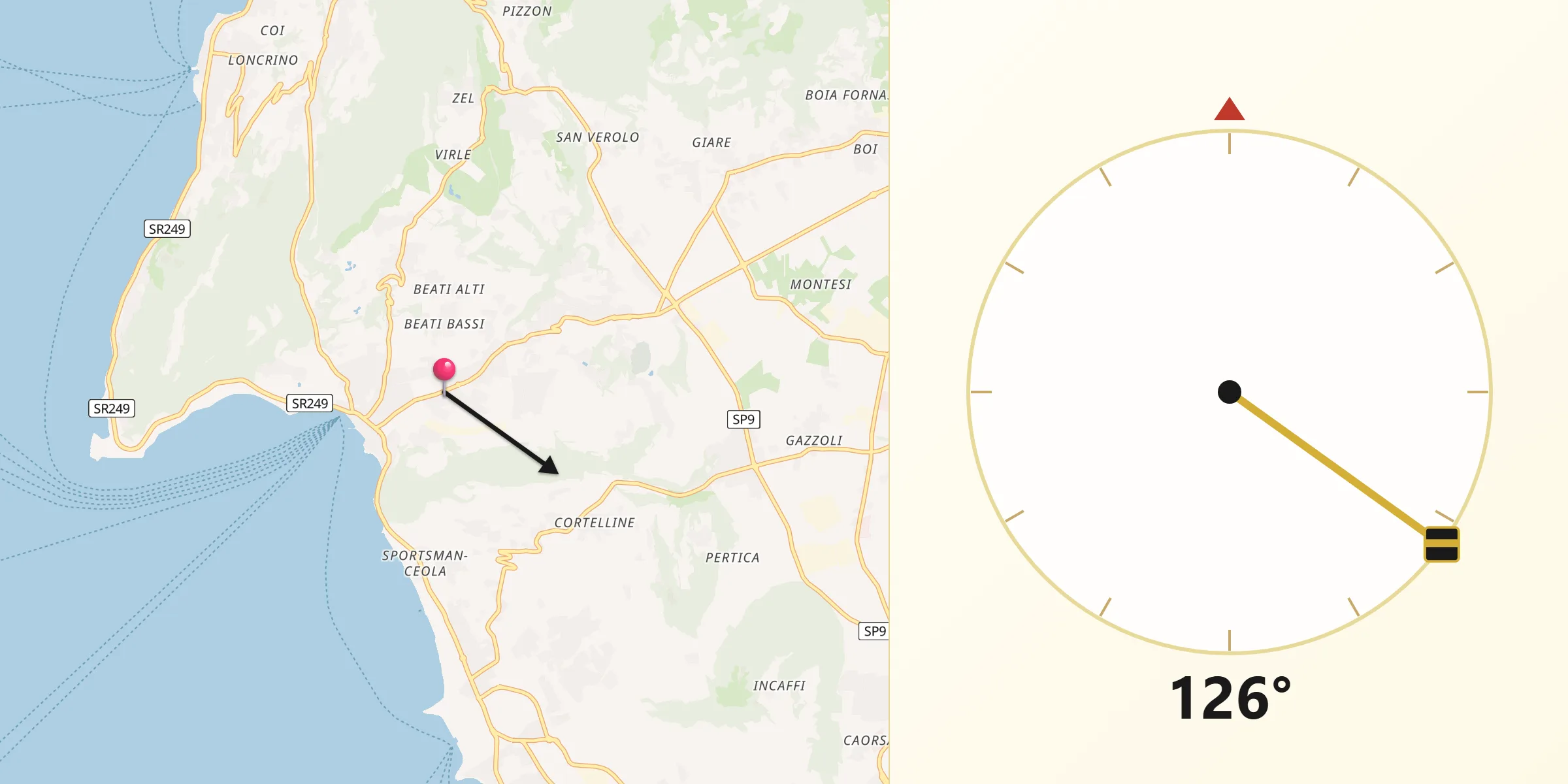 Direzione della Qibla da Garda