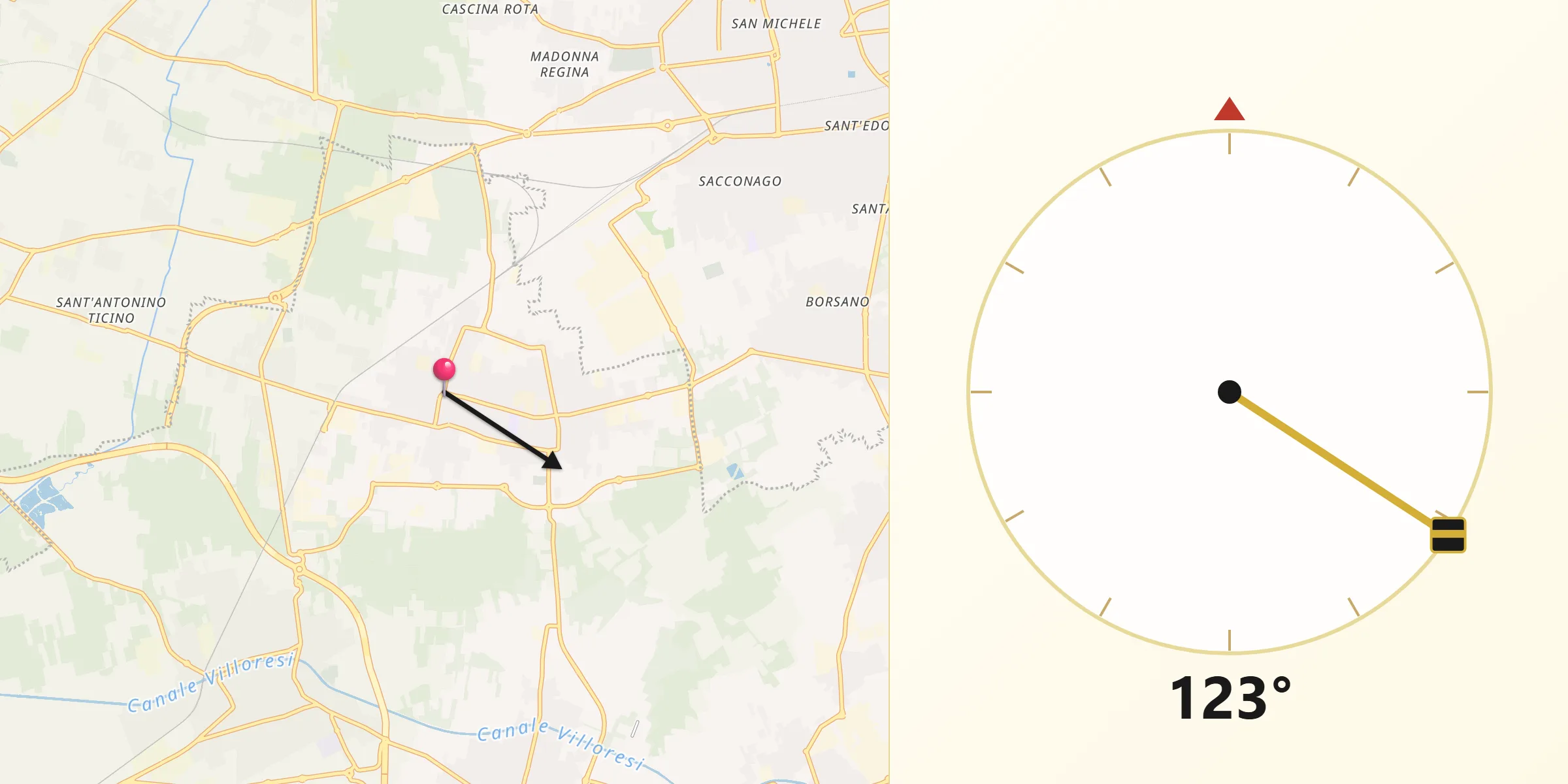Direzione della Qibla da Magnago