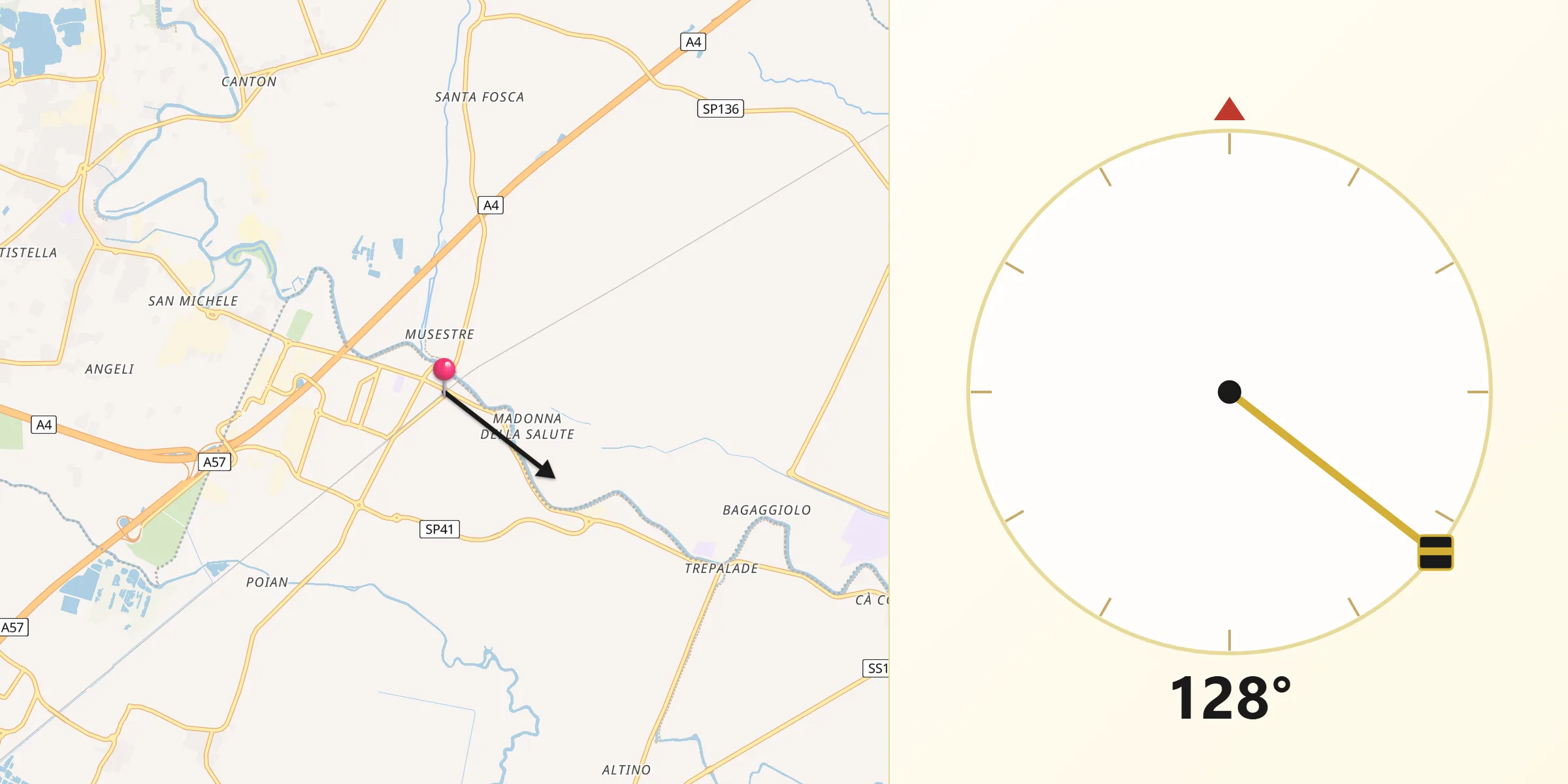 Direzione della Qibla da Quarto d'Altino