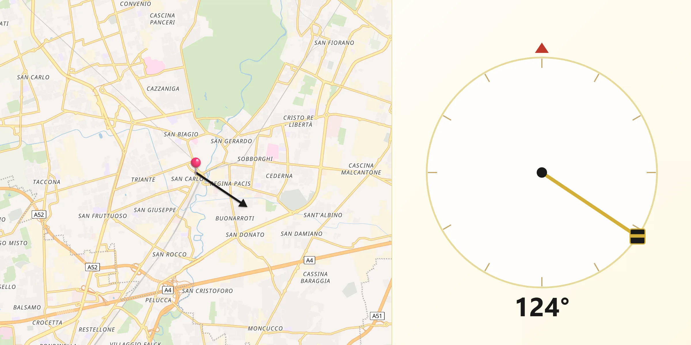 Kierunek Qibla z Monza