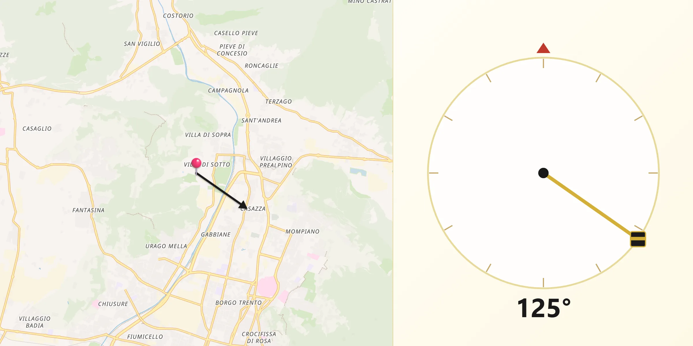 Direzione della Qibla da Collebeato