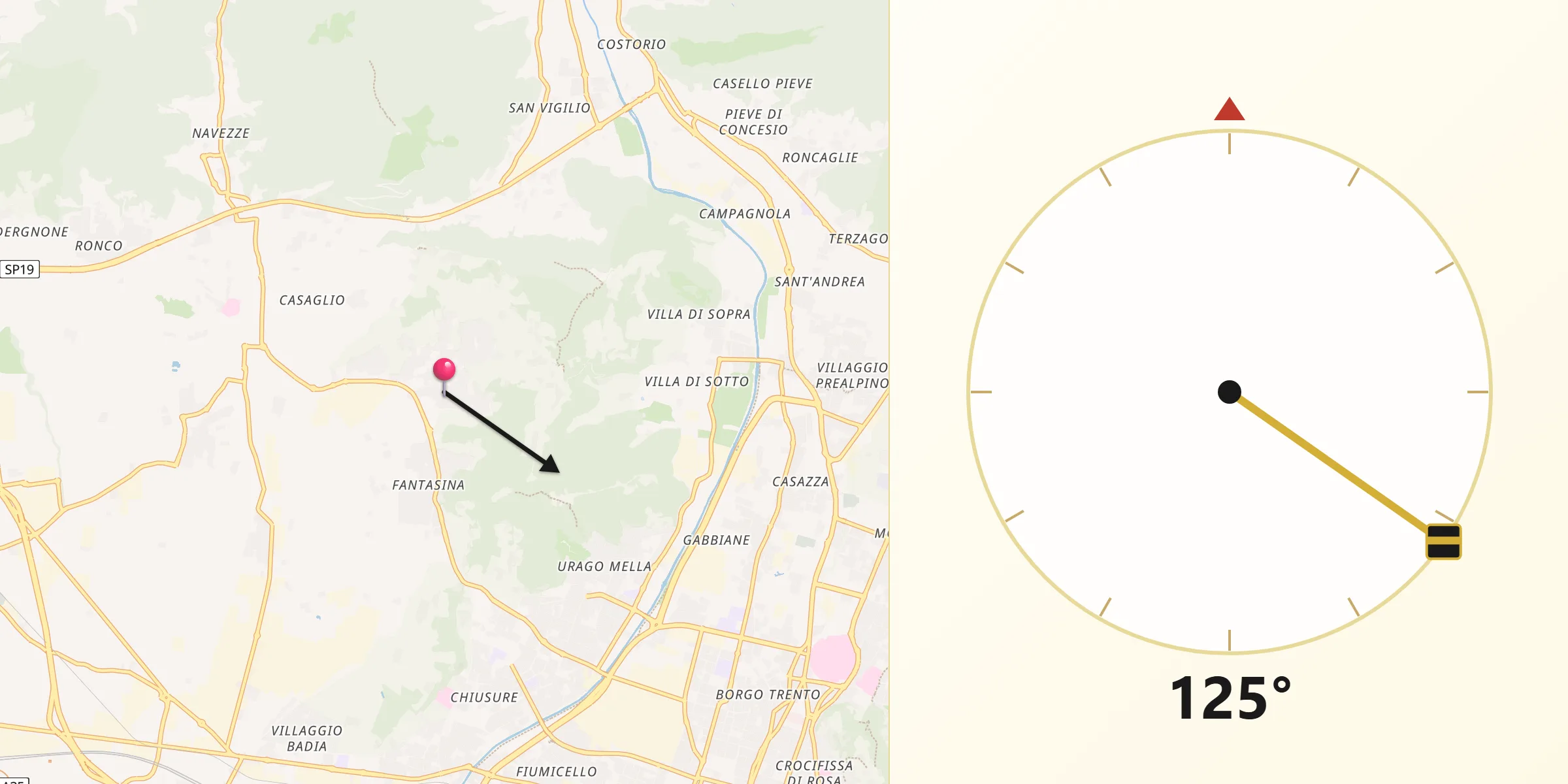 Direzione della Qibla da Cellatica