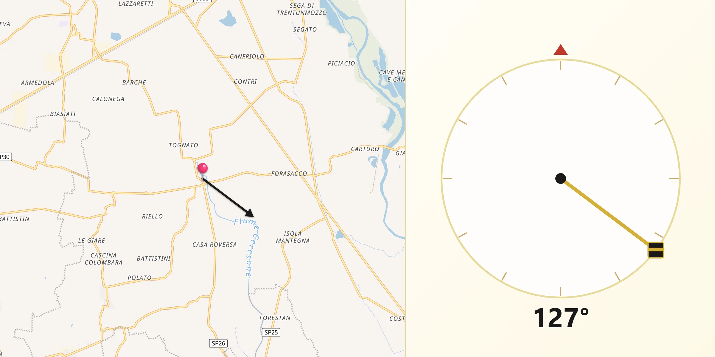Direzione della Qibla da Gazzo