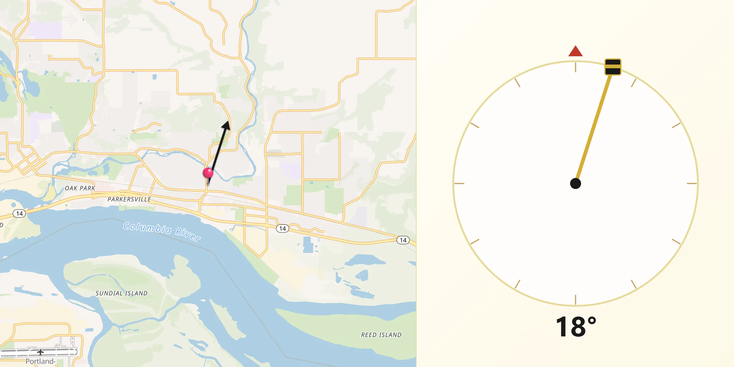 Qibla Direction from Washougal