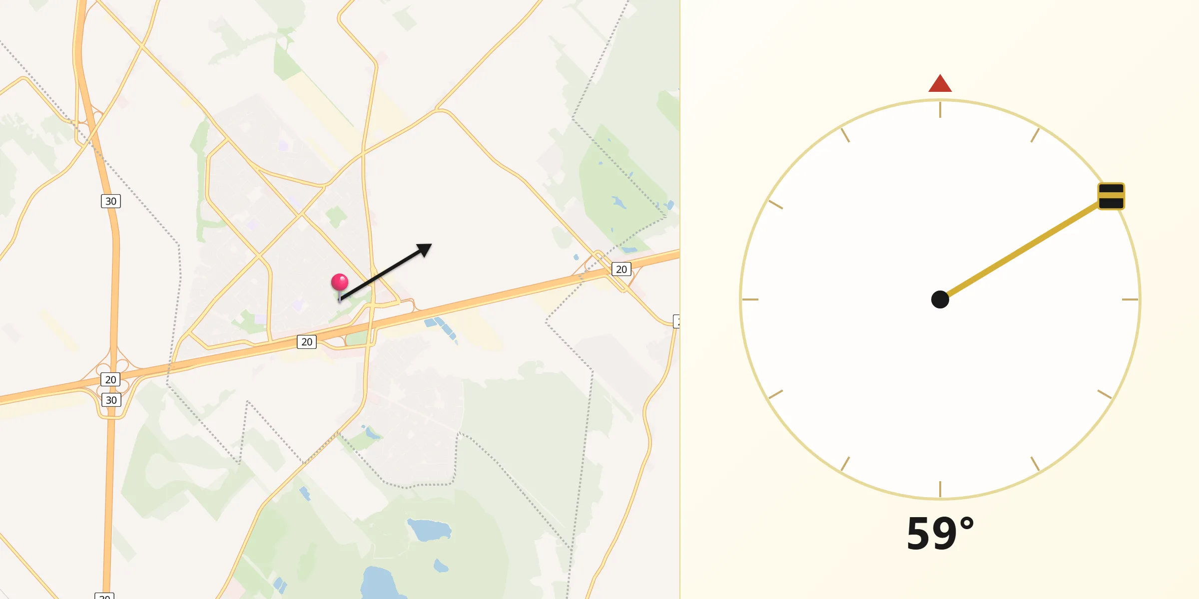 Qibla Direction from Sainte-Julie