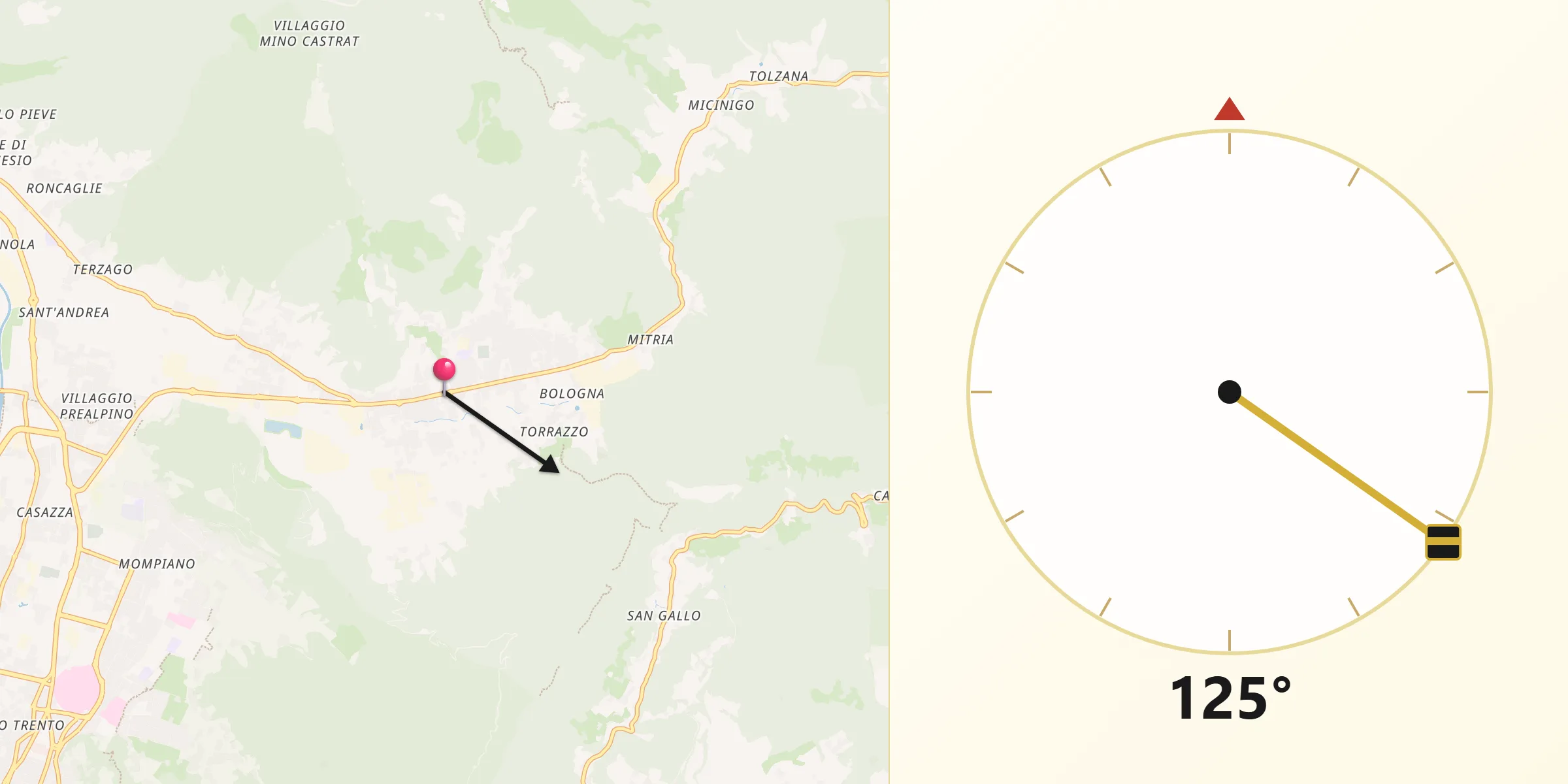 Direzione della Qibla da Nave