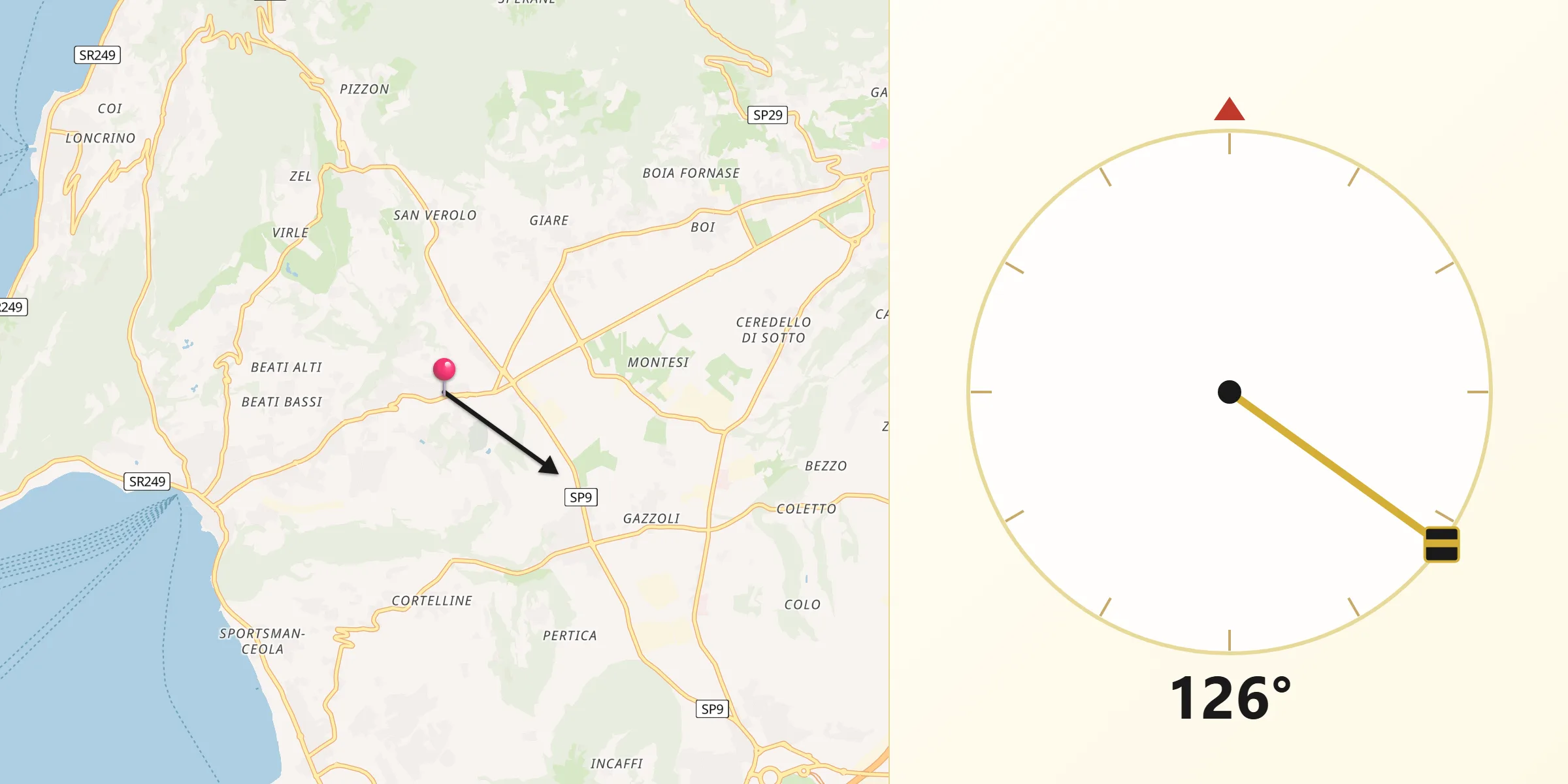 Direzione della Qibla da Costermano