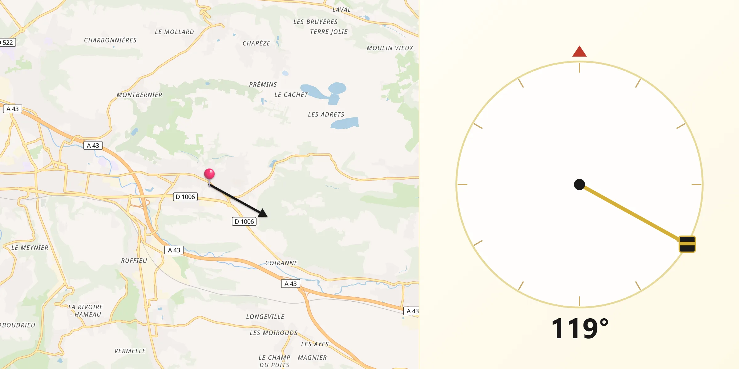 Direction vers la Qibla depuis Ruy