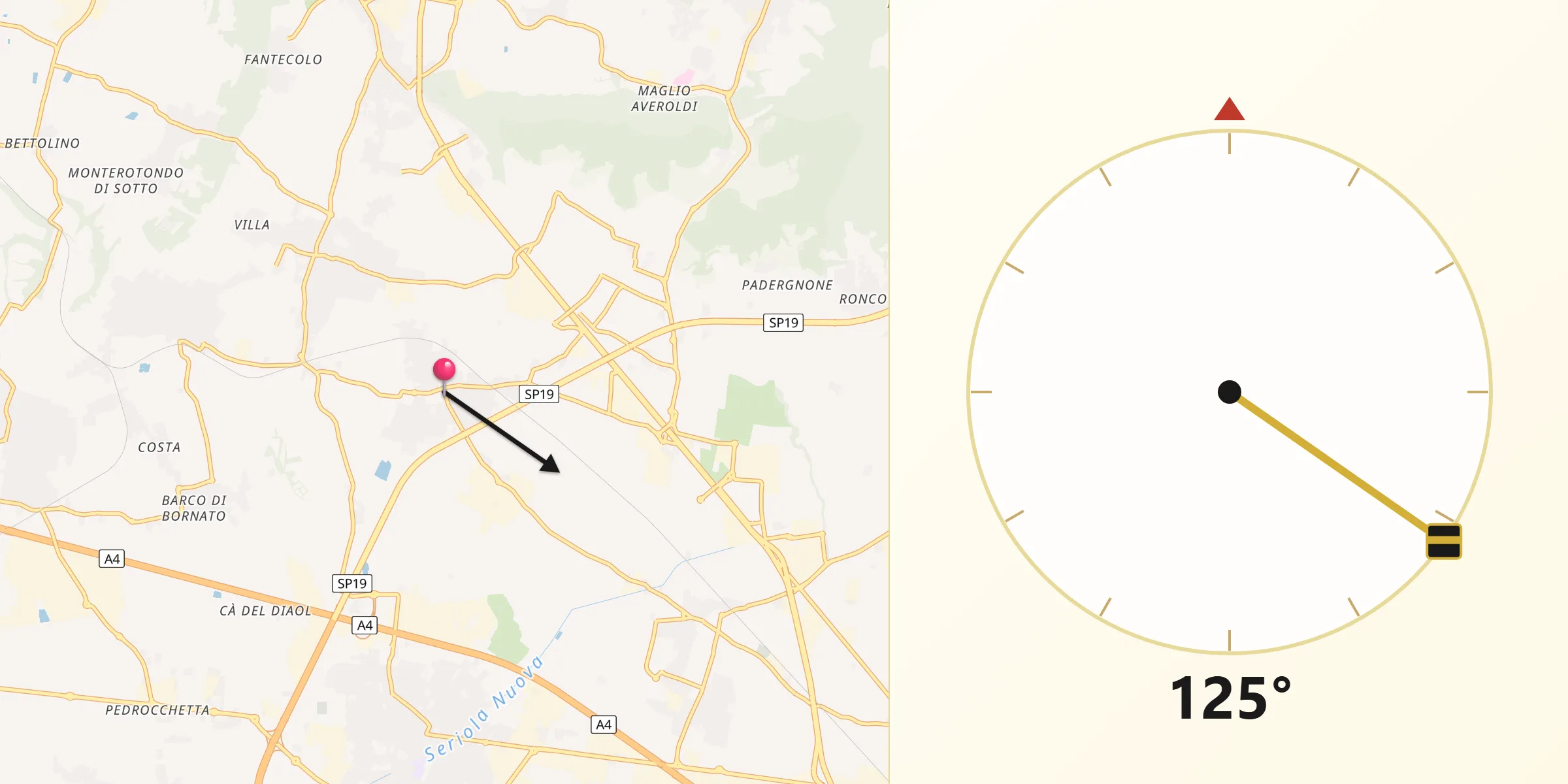 Direzione della Qibla da Paderno Franciacorta