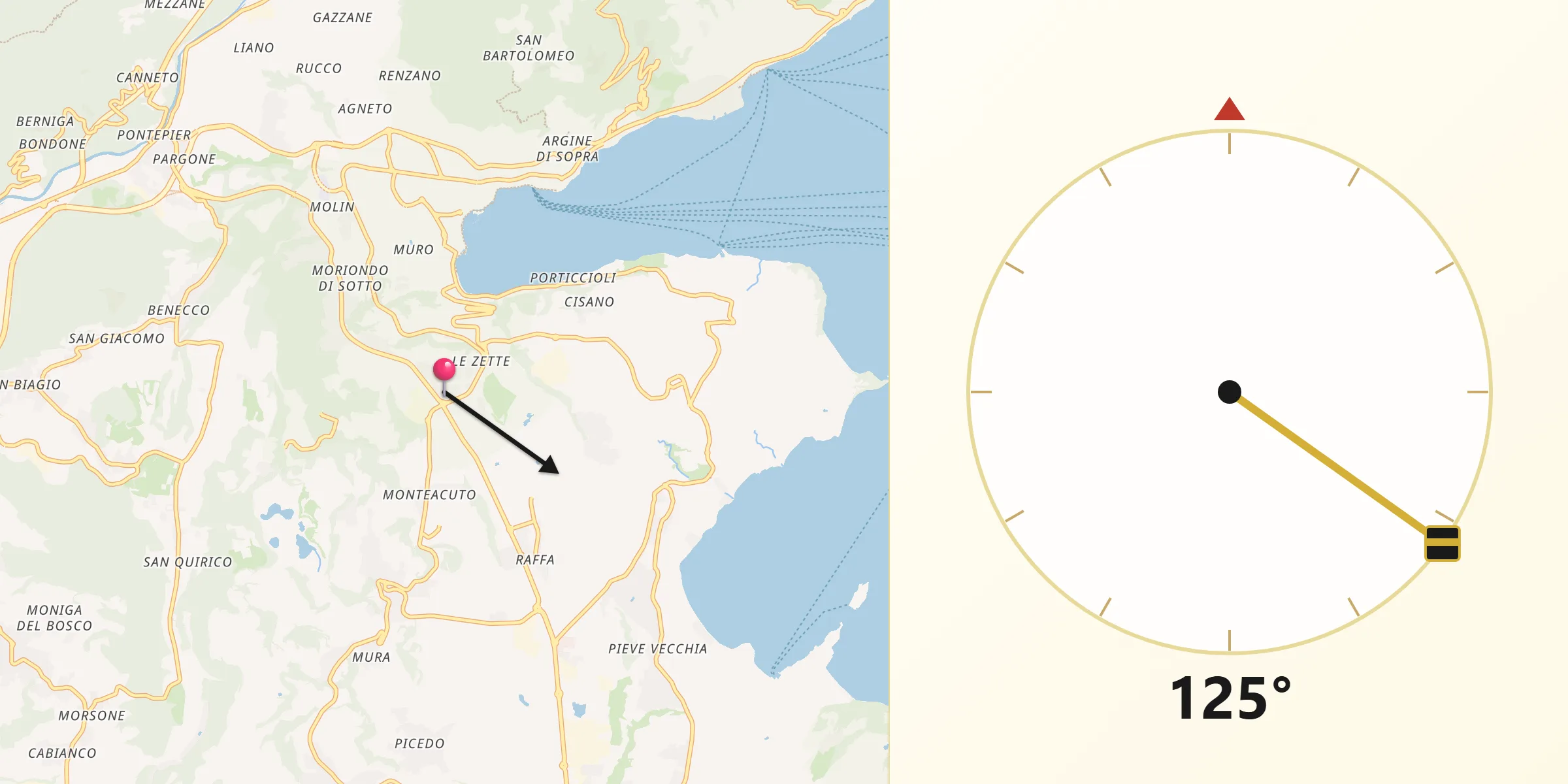 Direzione della Qibla da Cunettone-Villa