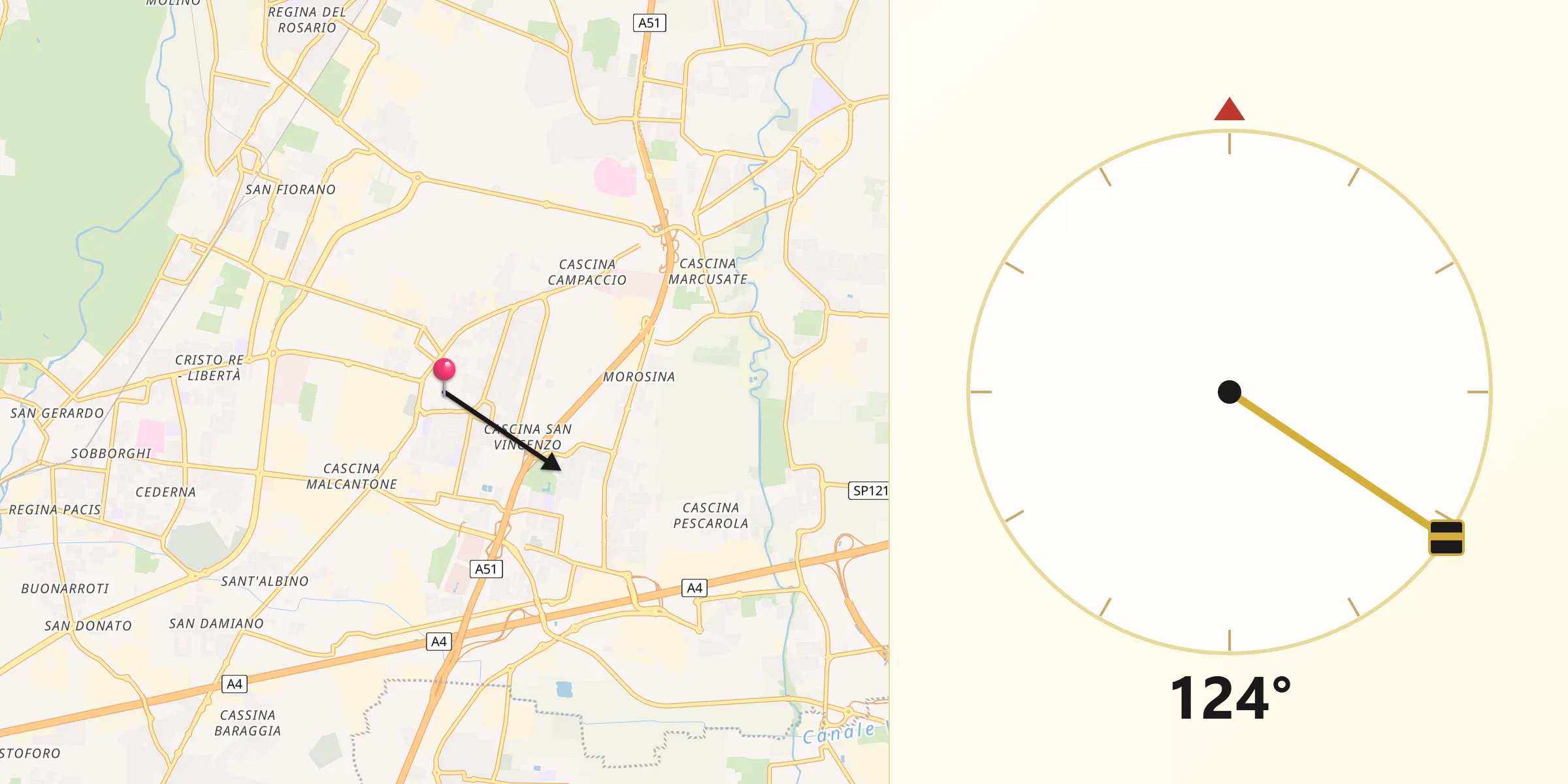 Direzione della Qibla da Concorezzo