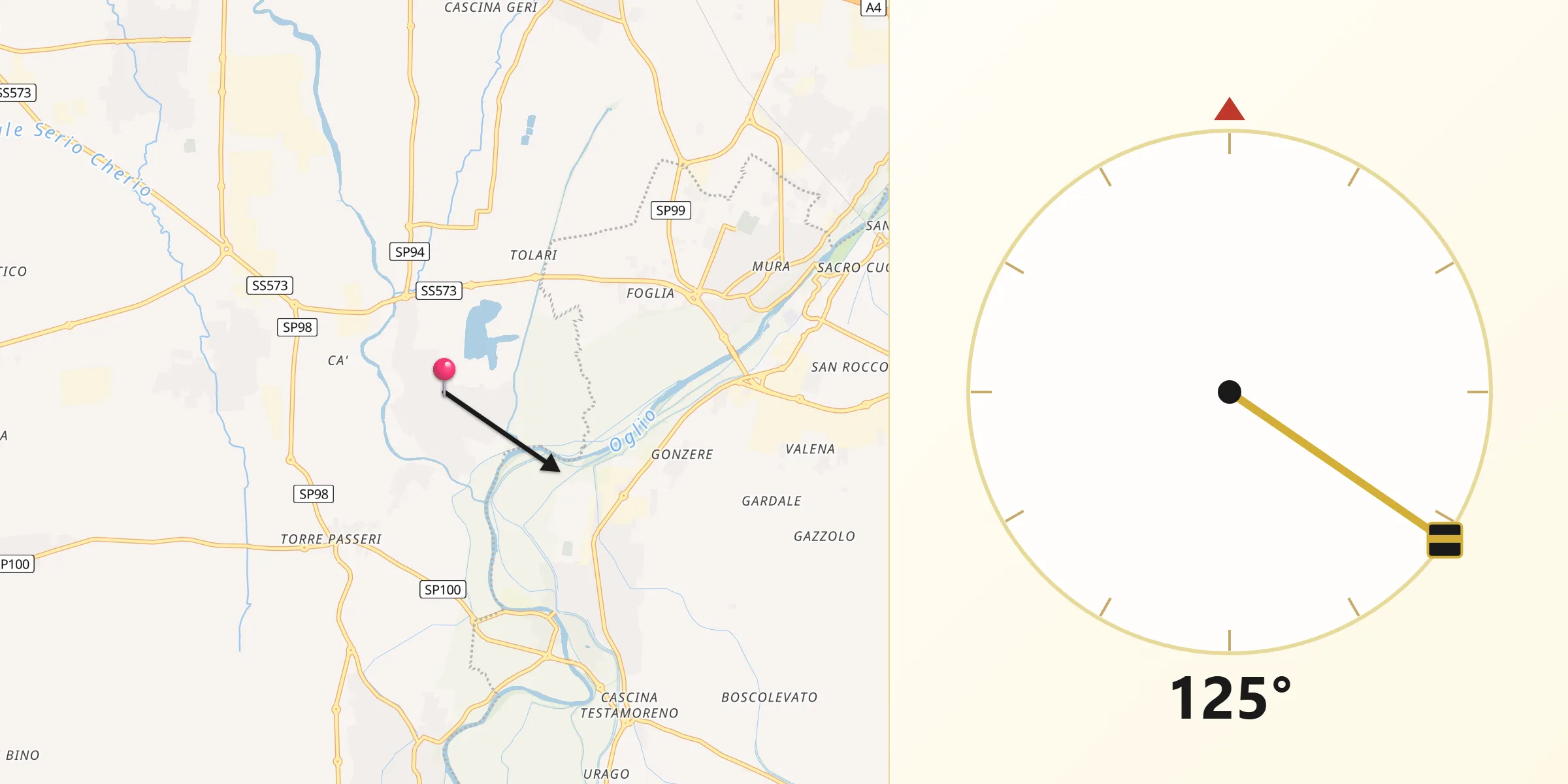 Direzione della Qibla da Palosco
