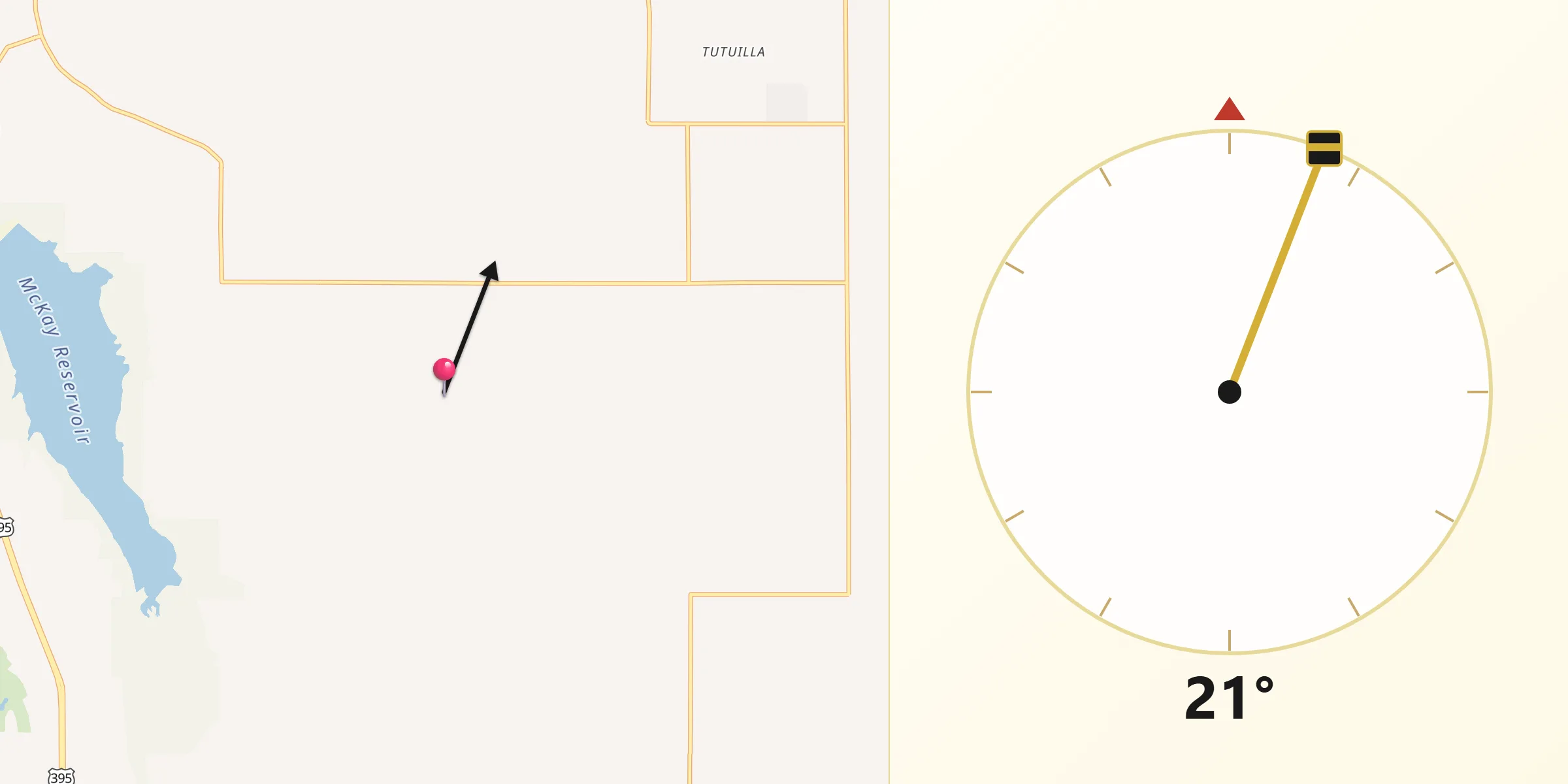 Qibla Direction from Umatilla County