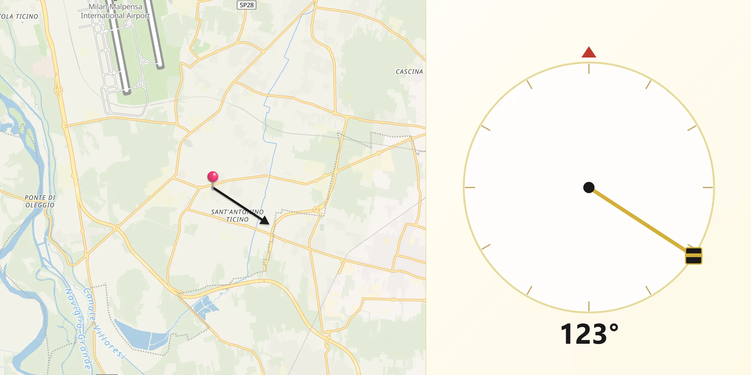 Direzione della Qibla da Lonate Pozzolo