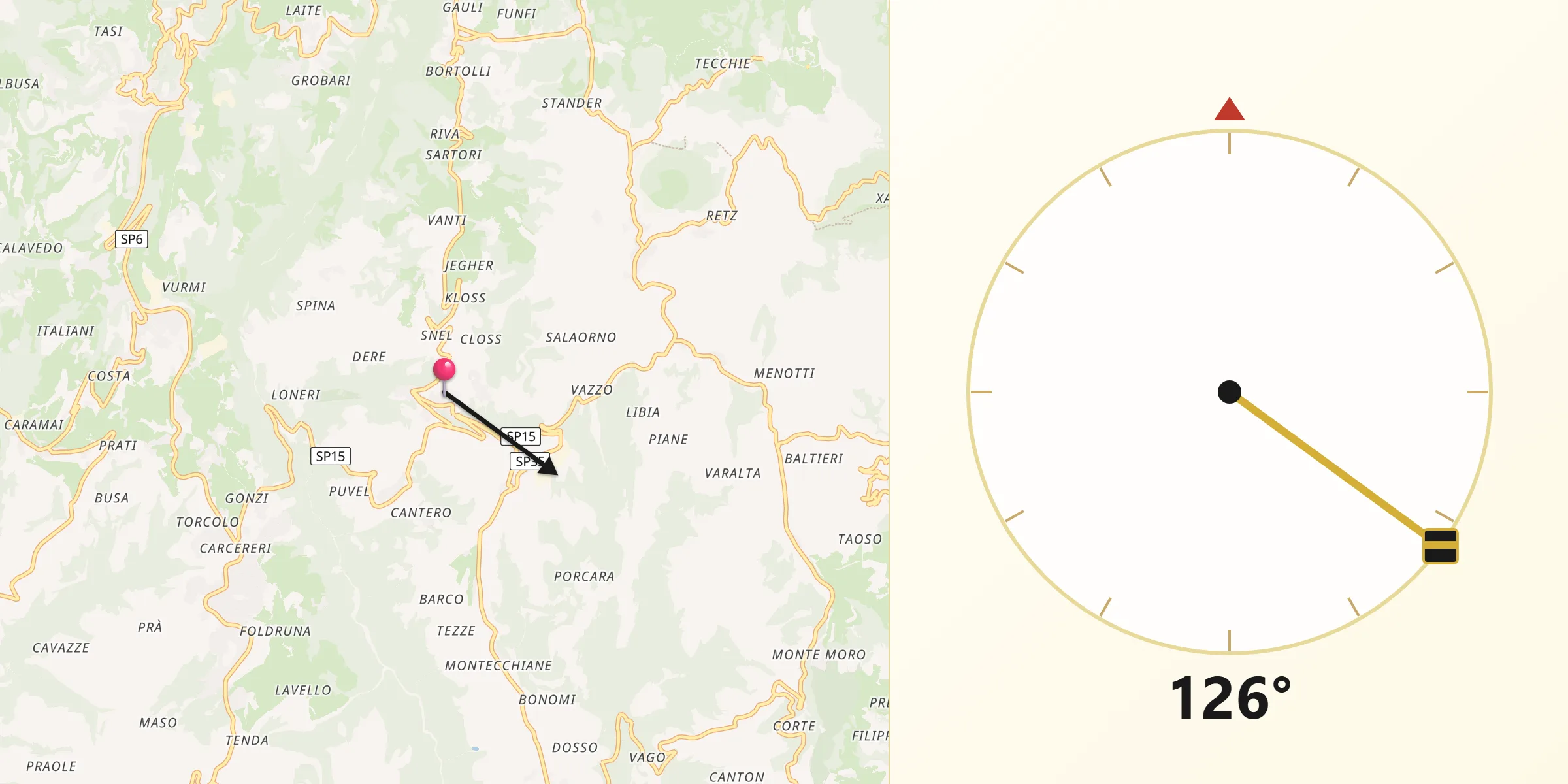 Direzione della Qibla da Roverè Veronese