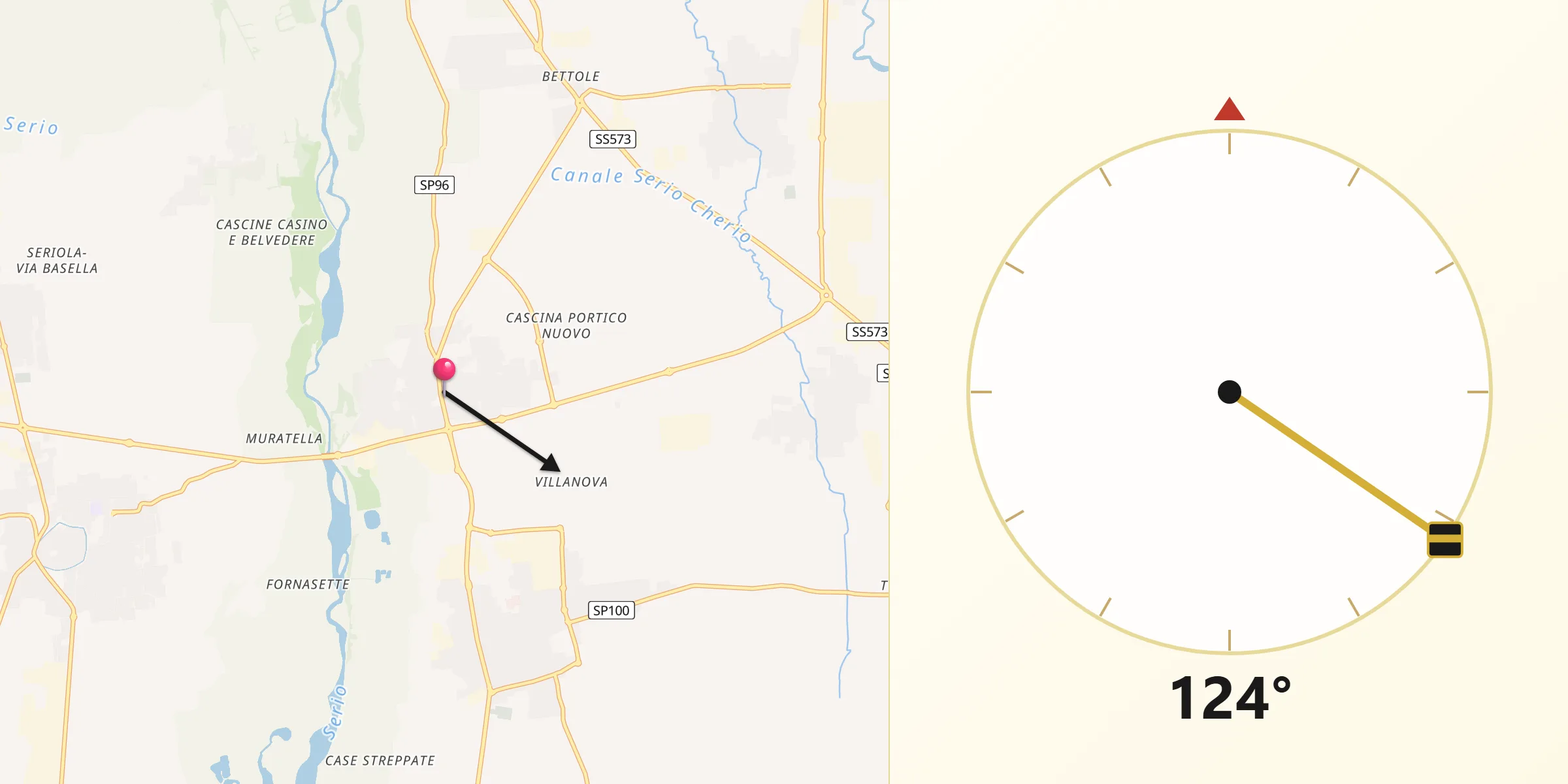 Direzione della Qibla da Ghisalba