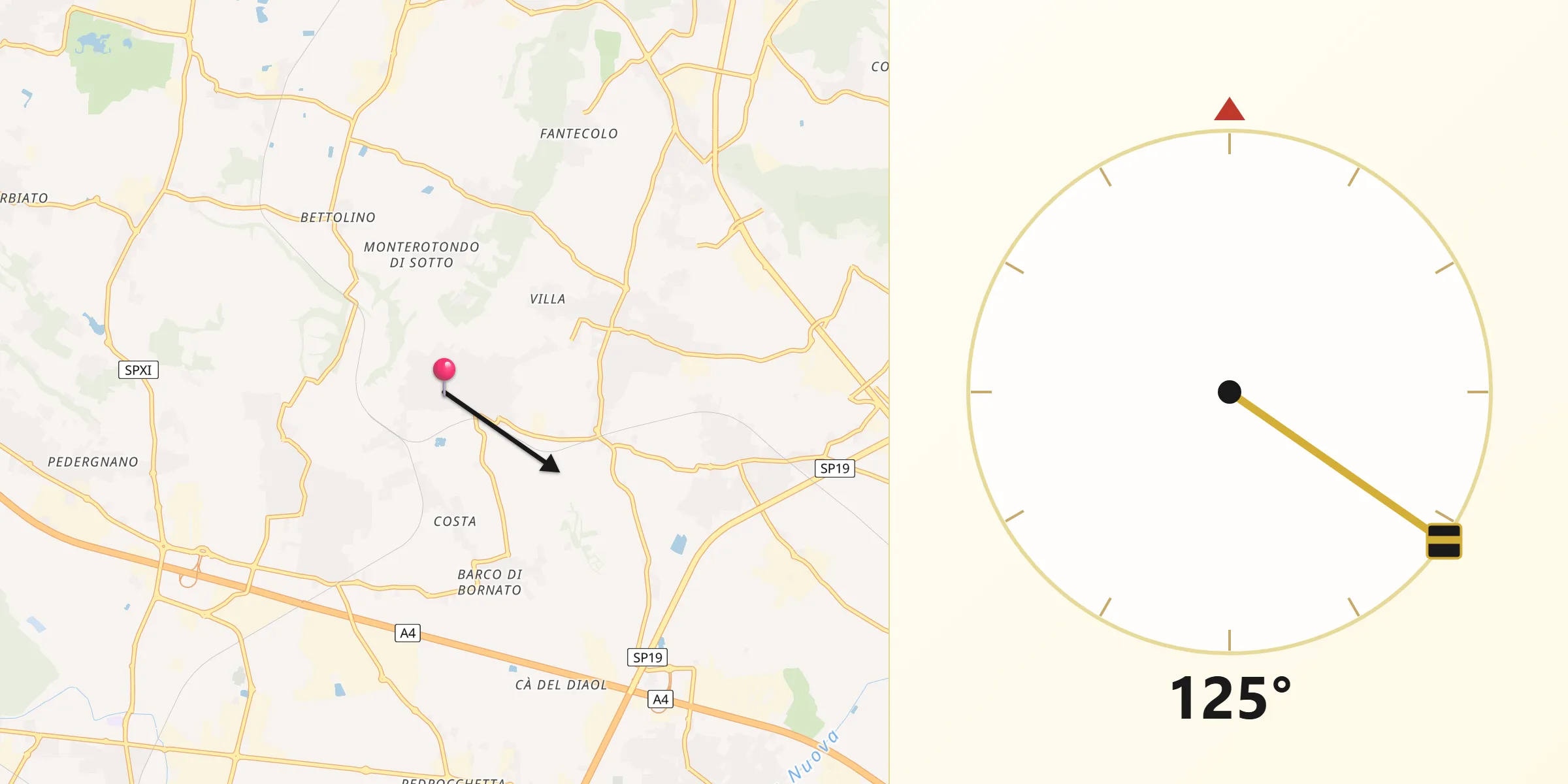 Direzione della Qibla da Bornato
