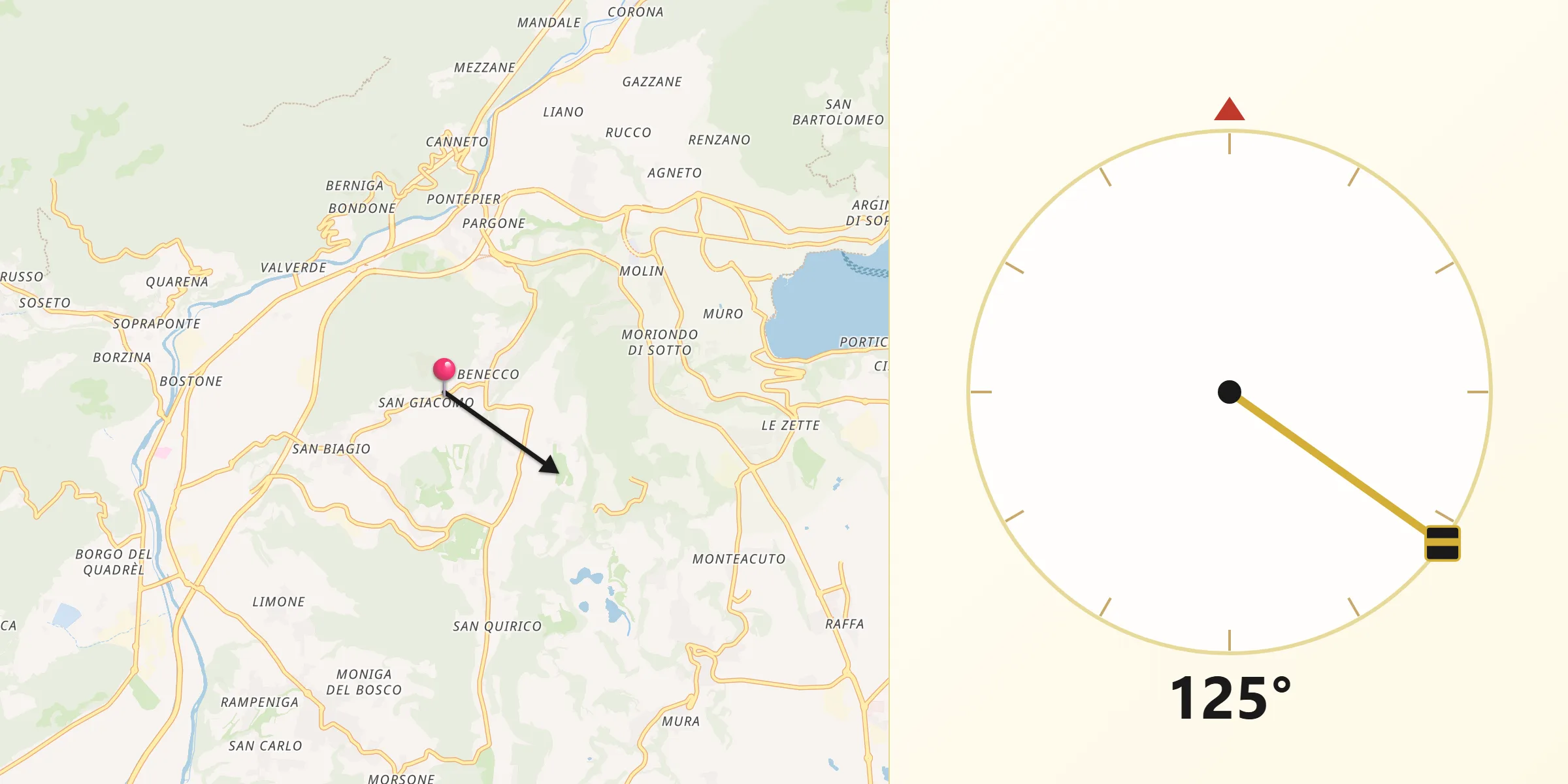 Direzione della Qibla da San Giacomo