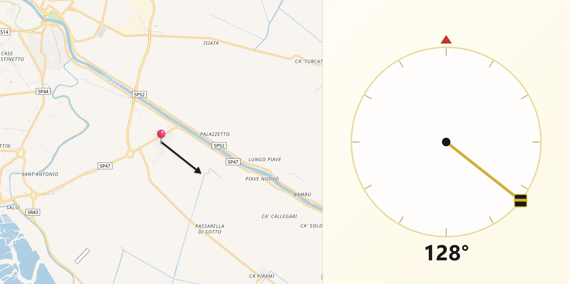 Direzione della Qibla da Passarella