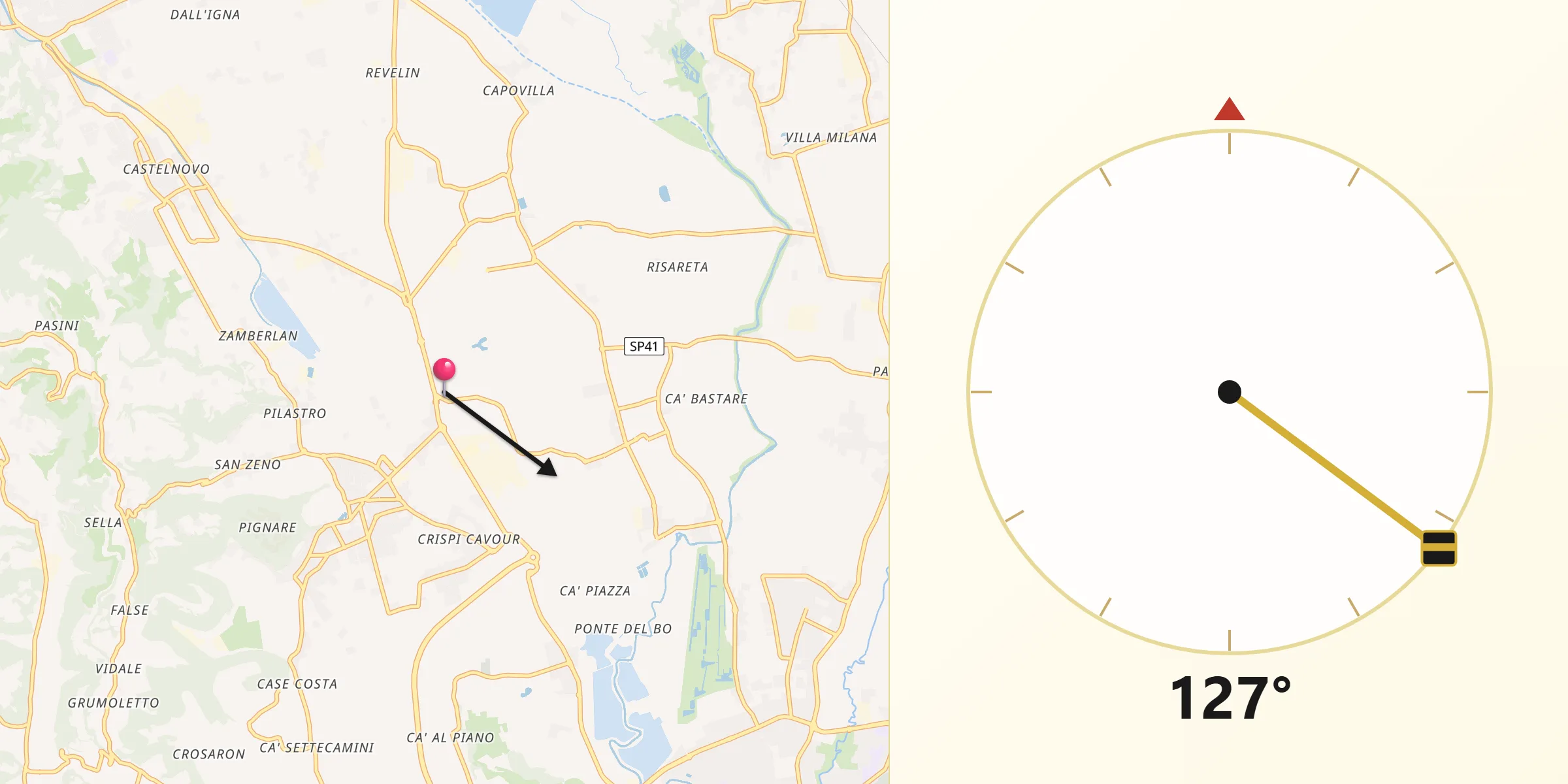 Direzione della Qibla da Motta