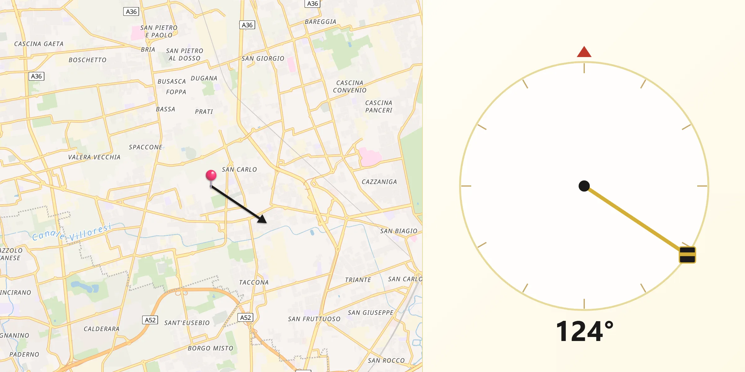 Direzione della Qibla da Provincia di Monza e della Brianza