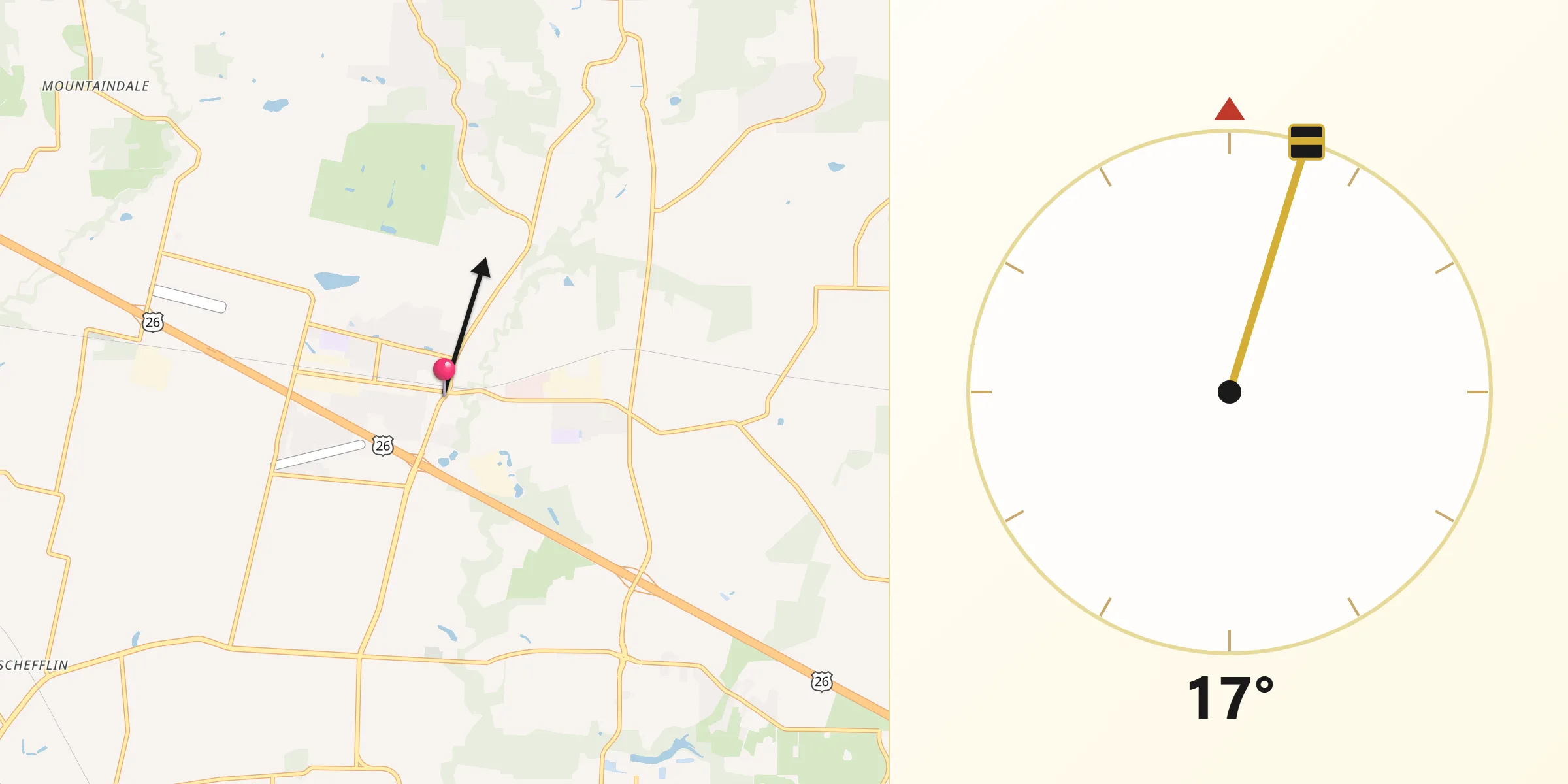 Qibla Direction from North Plains