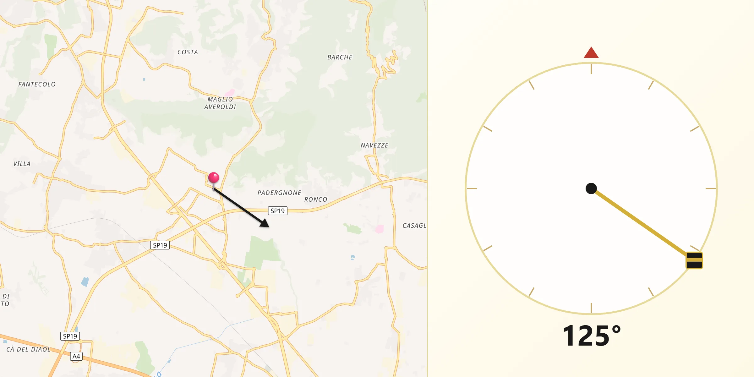 Direzione della Qibla da Ponte Cingoli