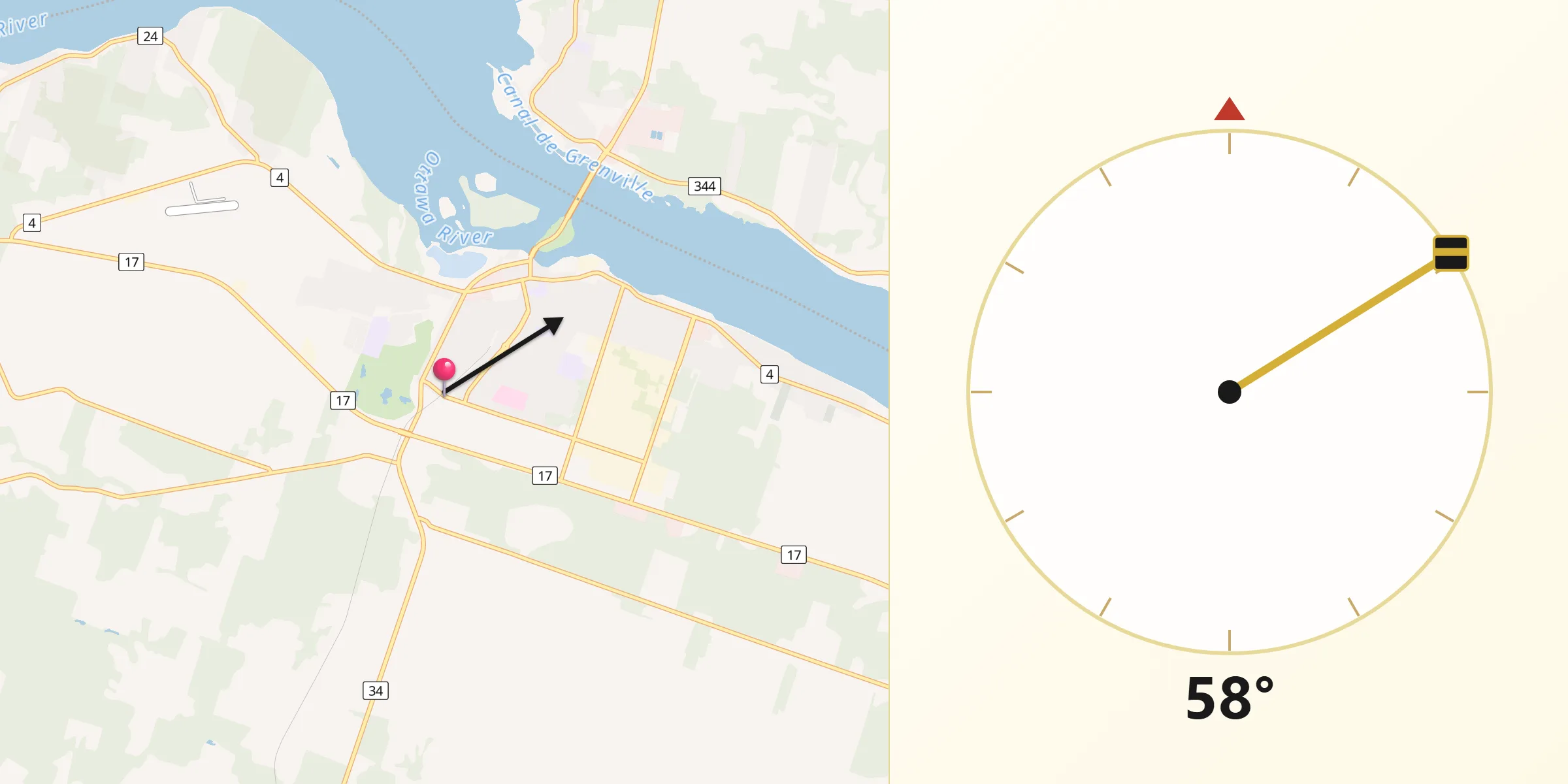 Qibla Direction from Hawkesbury