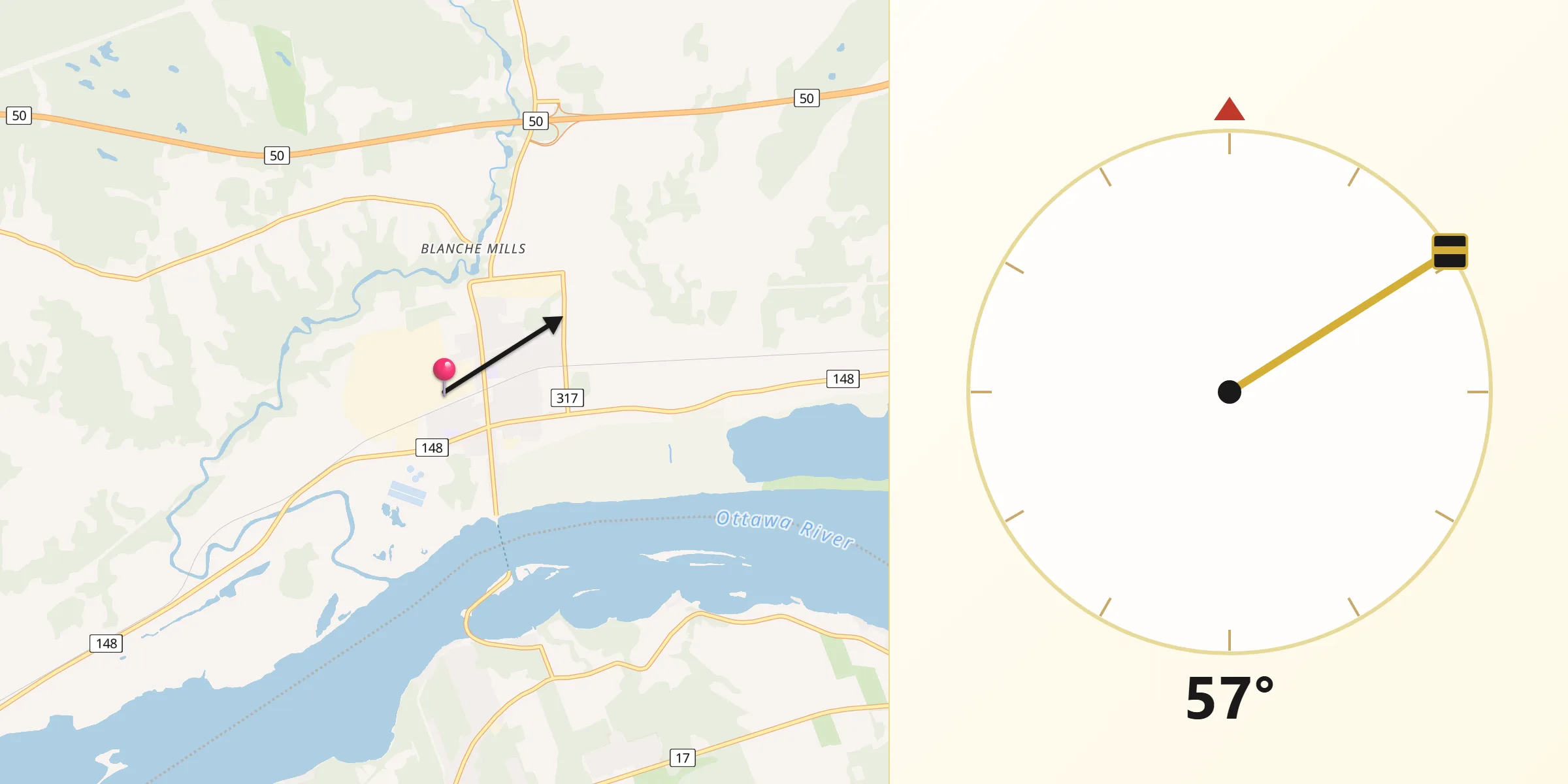 Qibla Direction from Thurso