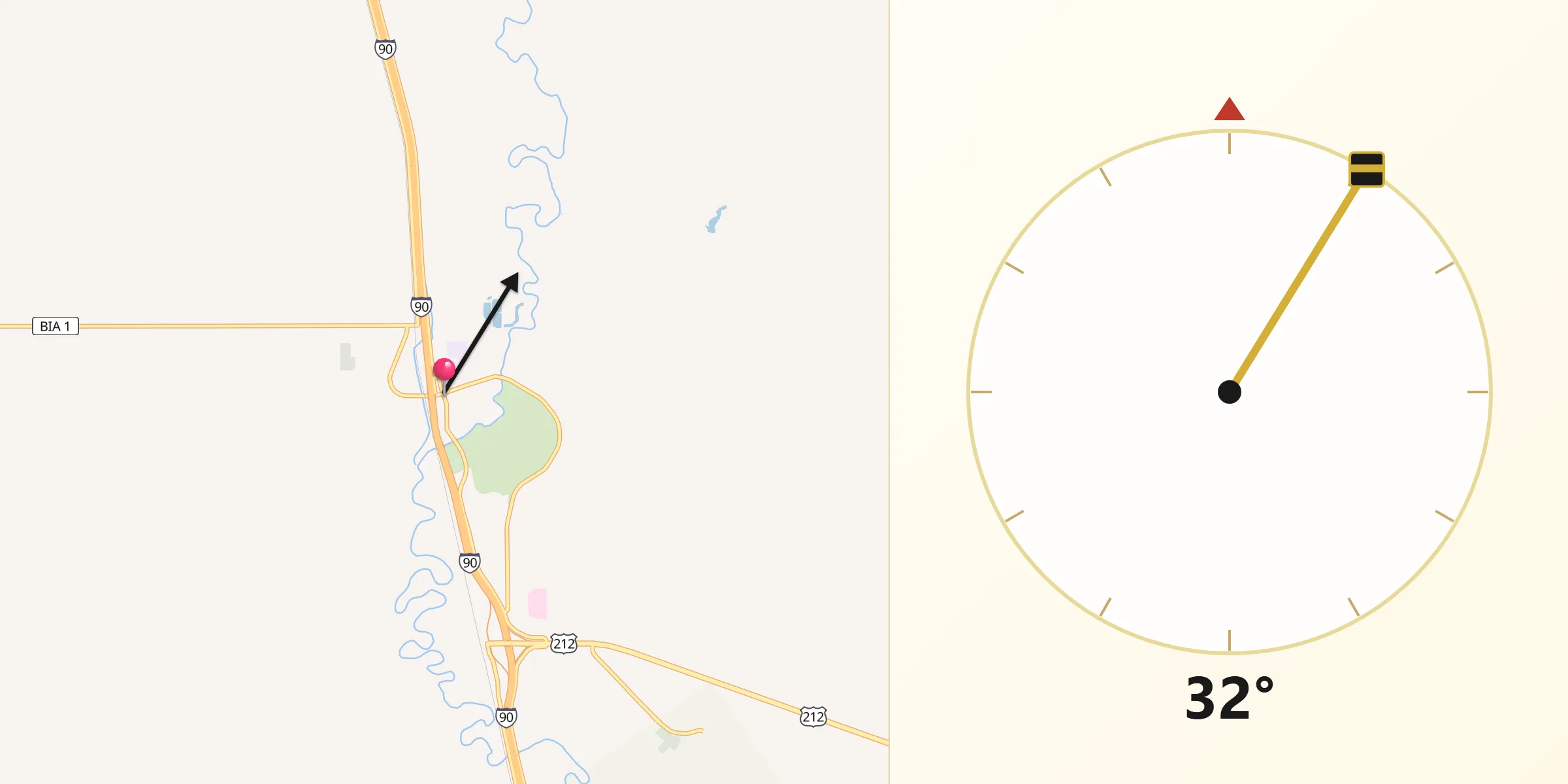Qibla Direction from Crow Agency