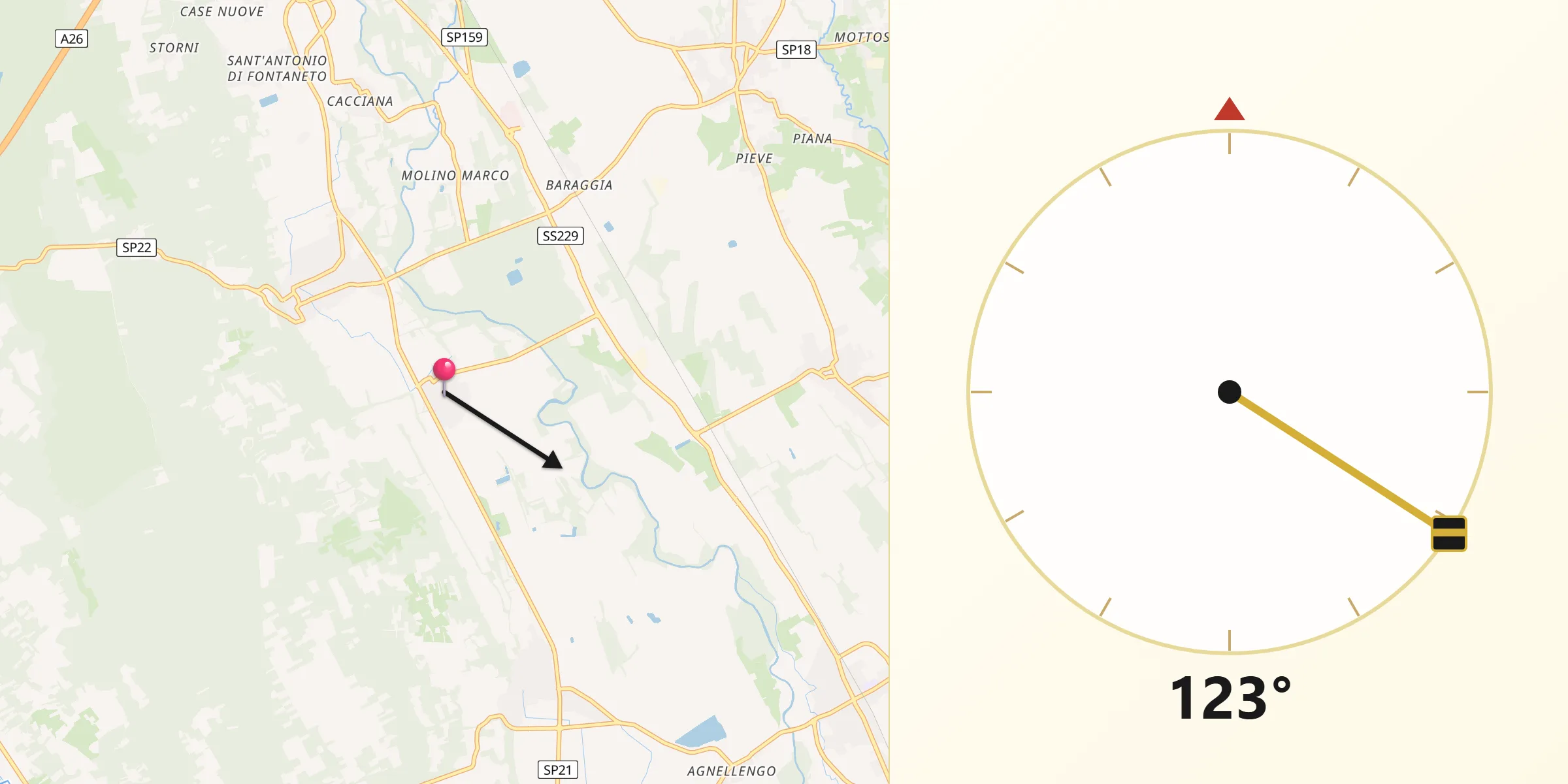 Direzione della Qibla da Cavaglietto