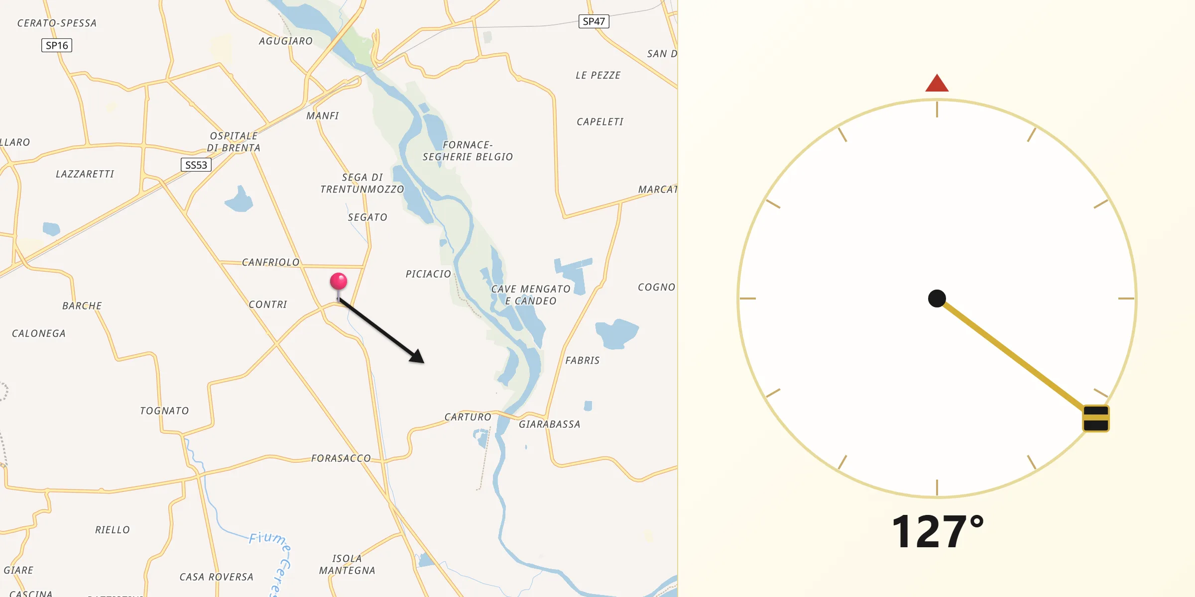 Direzione della Qibla da Grantorto