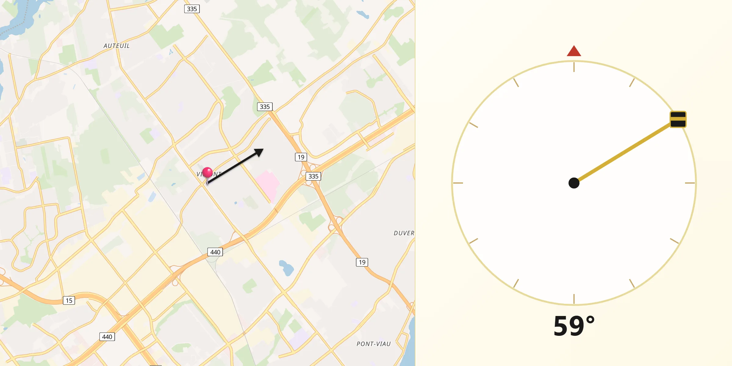 Qibla Direction from Saint-Elzéar