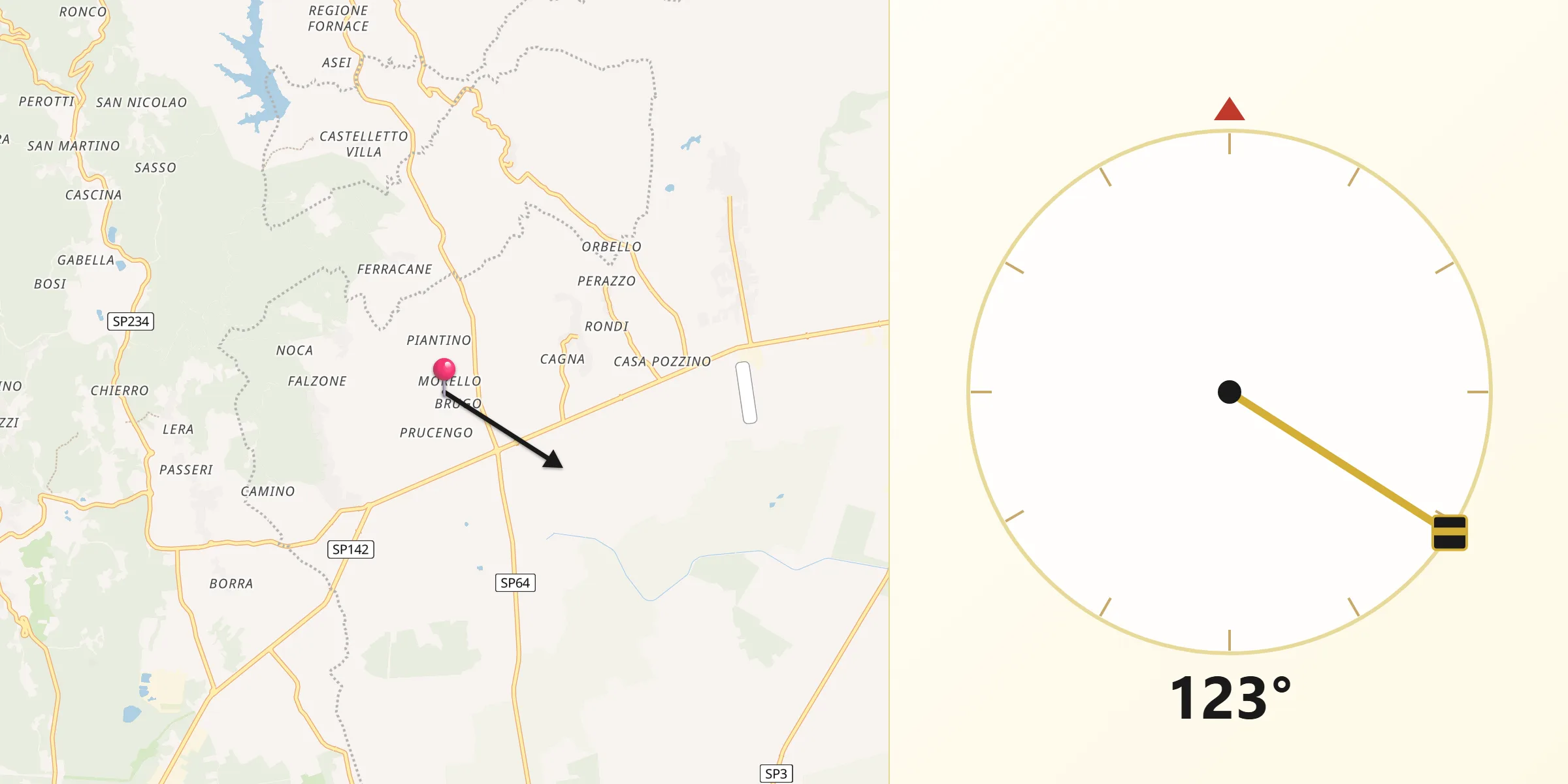 Direzione della Qibla da Roasio