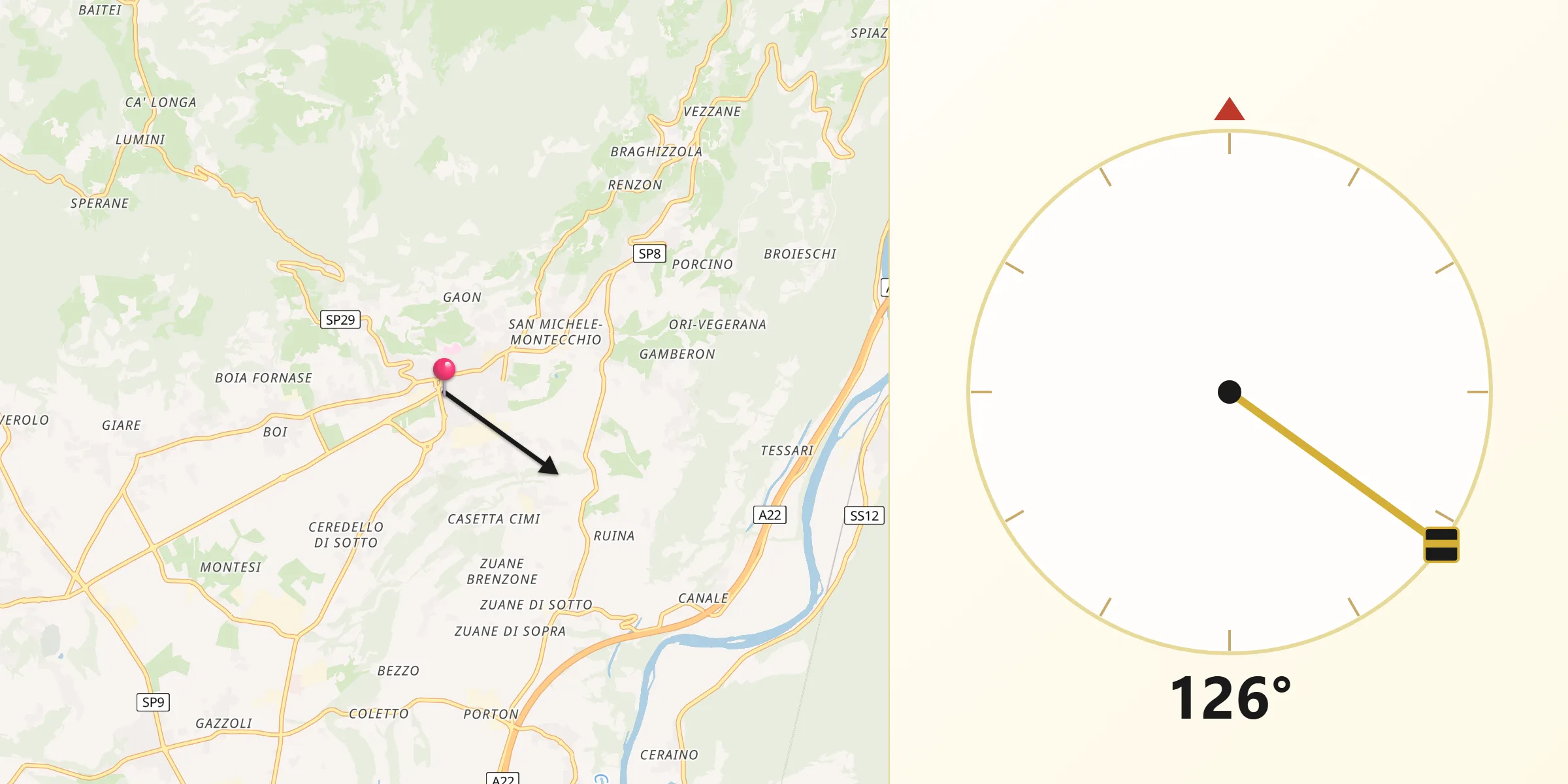 Direzione della Qibla da Caprino Veronese