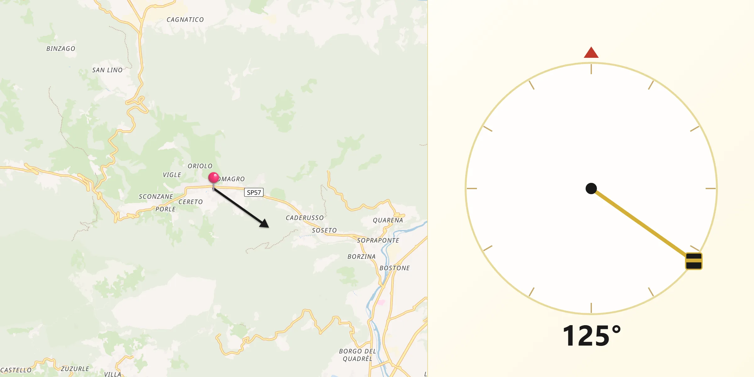 Direzione della Qibla da Case Nuove