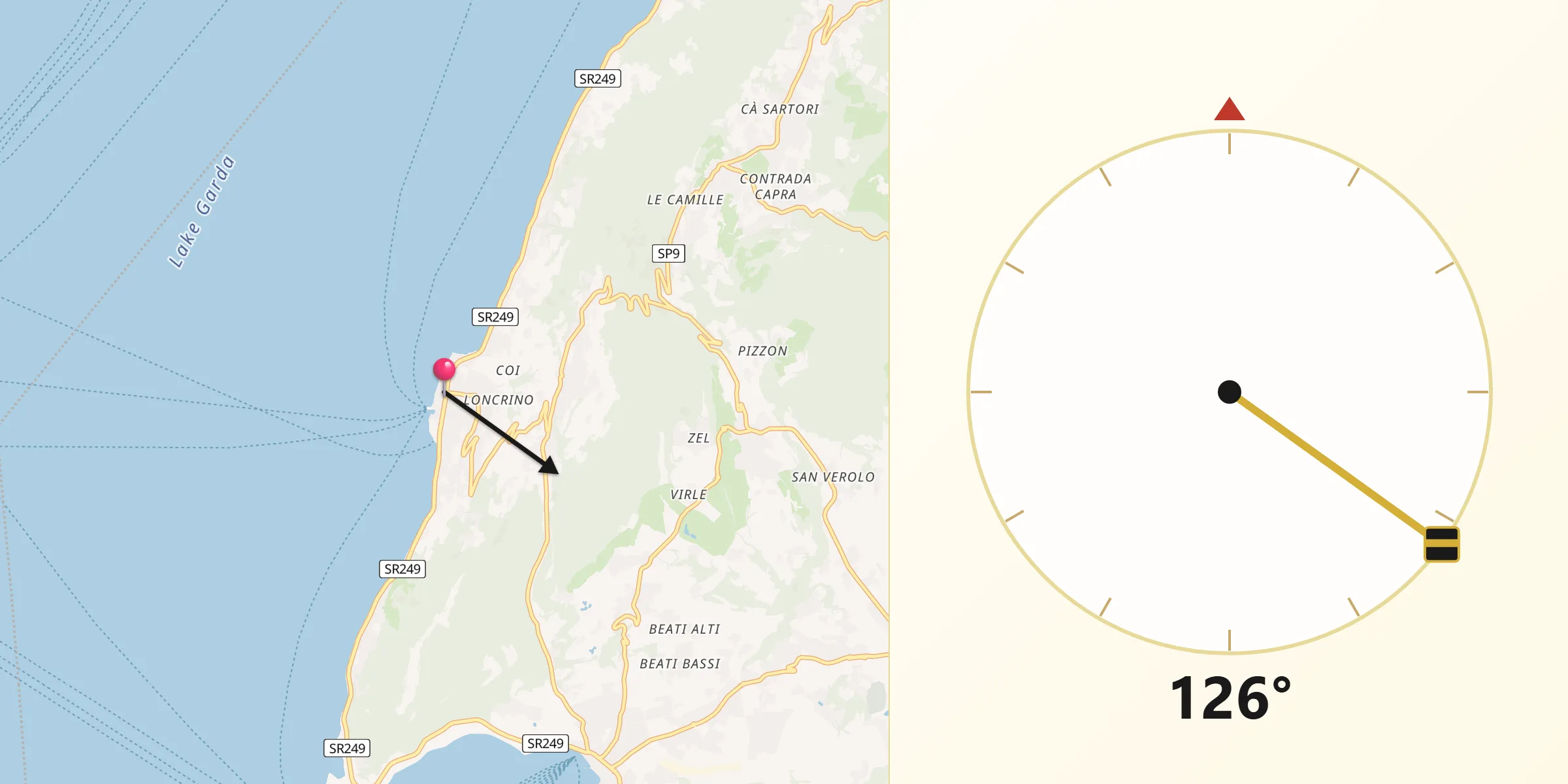 Direzione della Qibla da Torri del Benaco