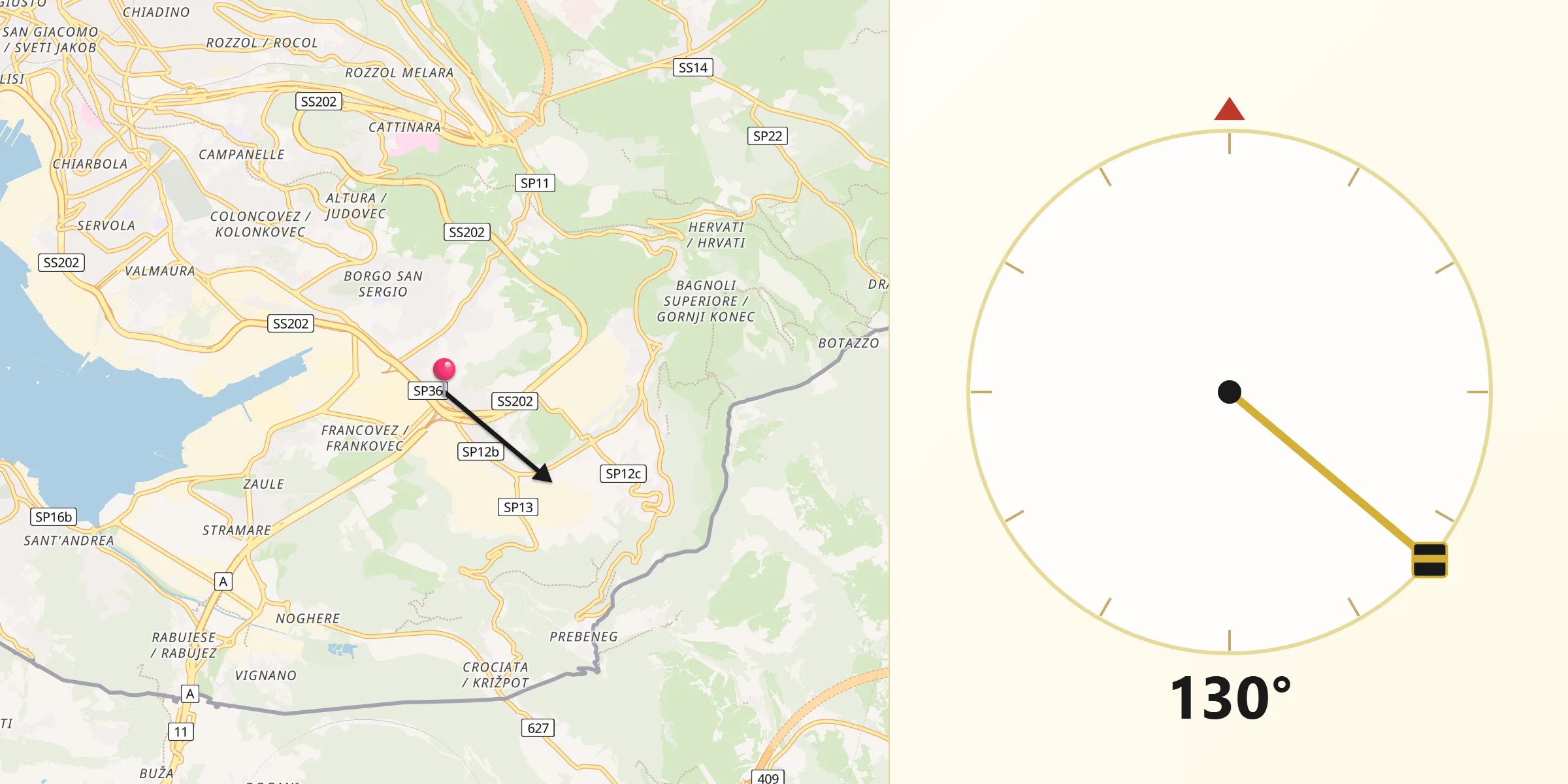 Direzione della Qibla da Domio