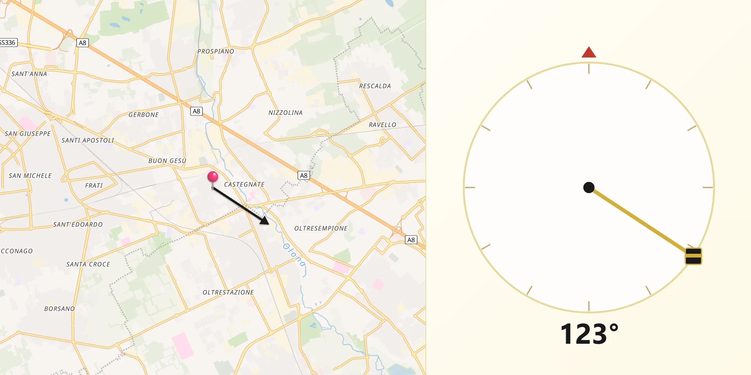 Direzione della Qibla da Castellanza