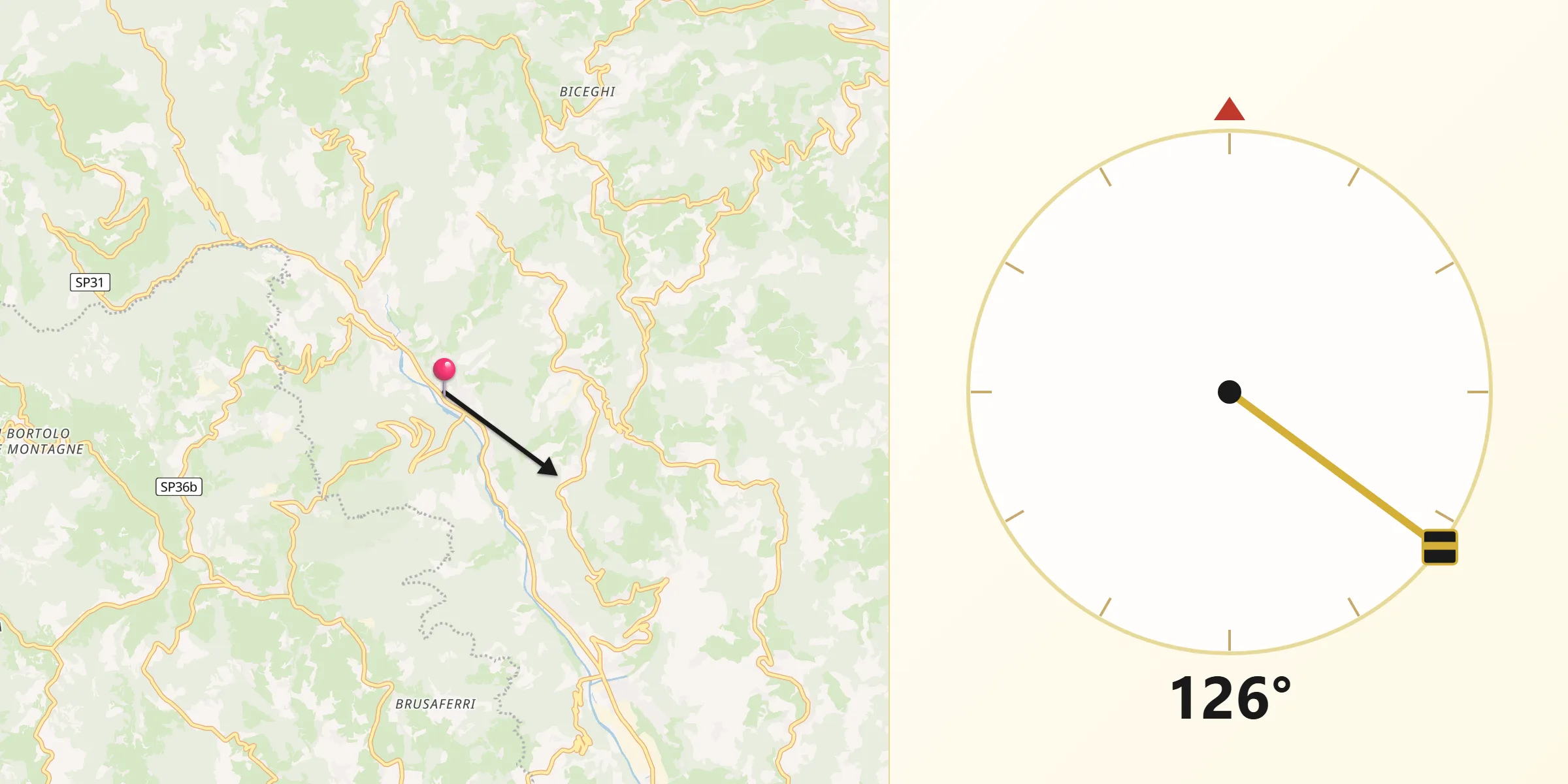 Direzione della Qibla da Molino-Mozzi-Bittarelli
