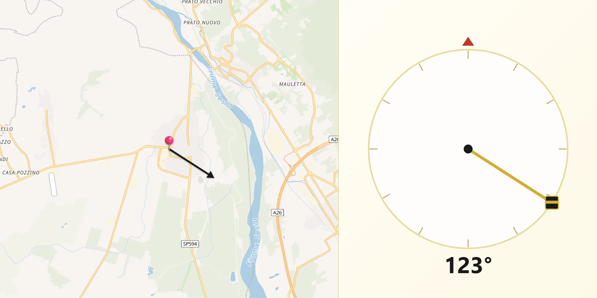Direzione della Qibla da Gattinara