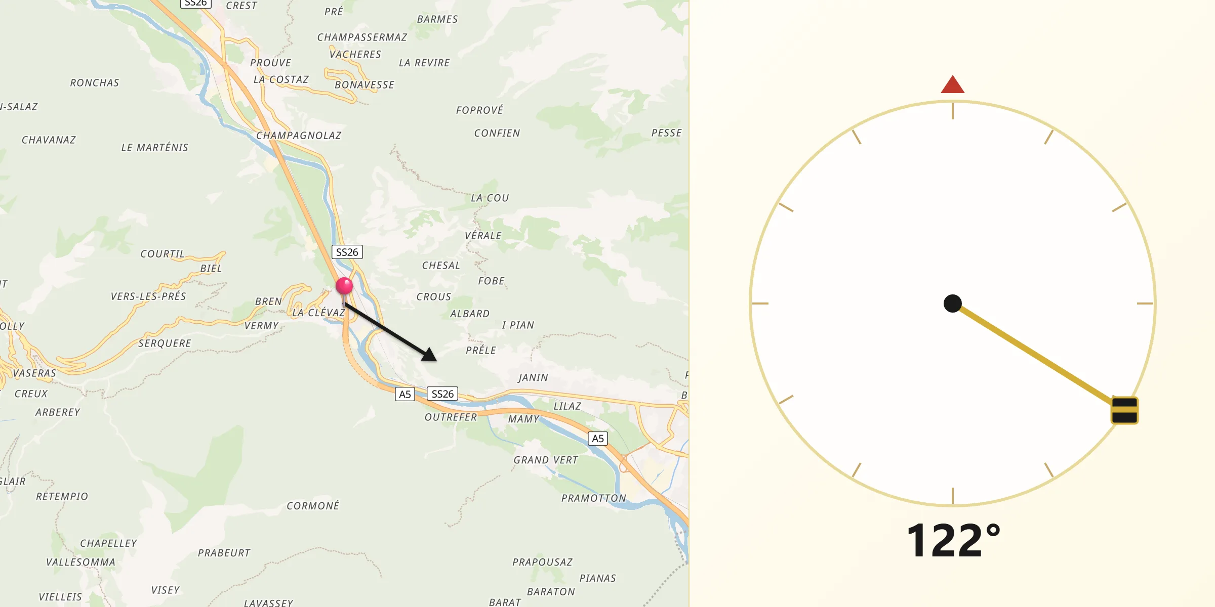 Direzione della Qibla da Hone