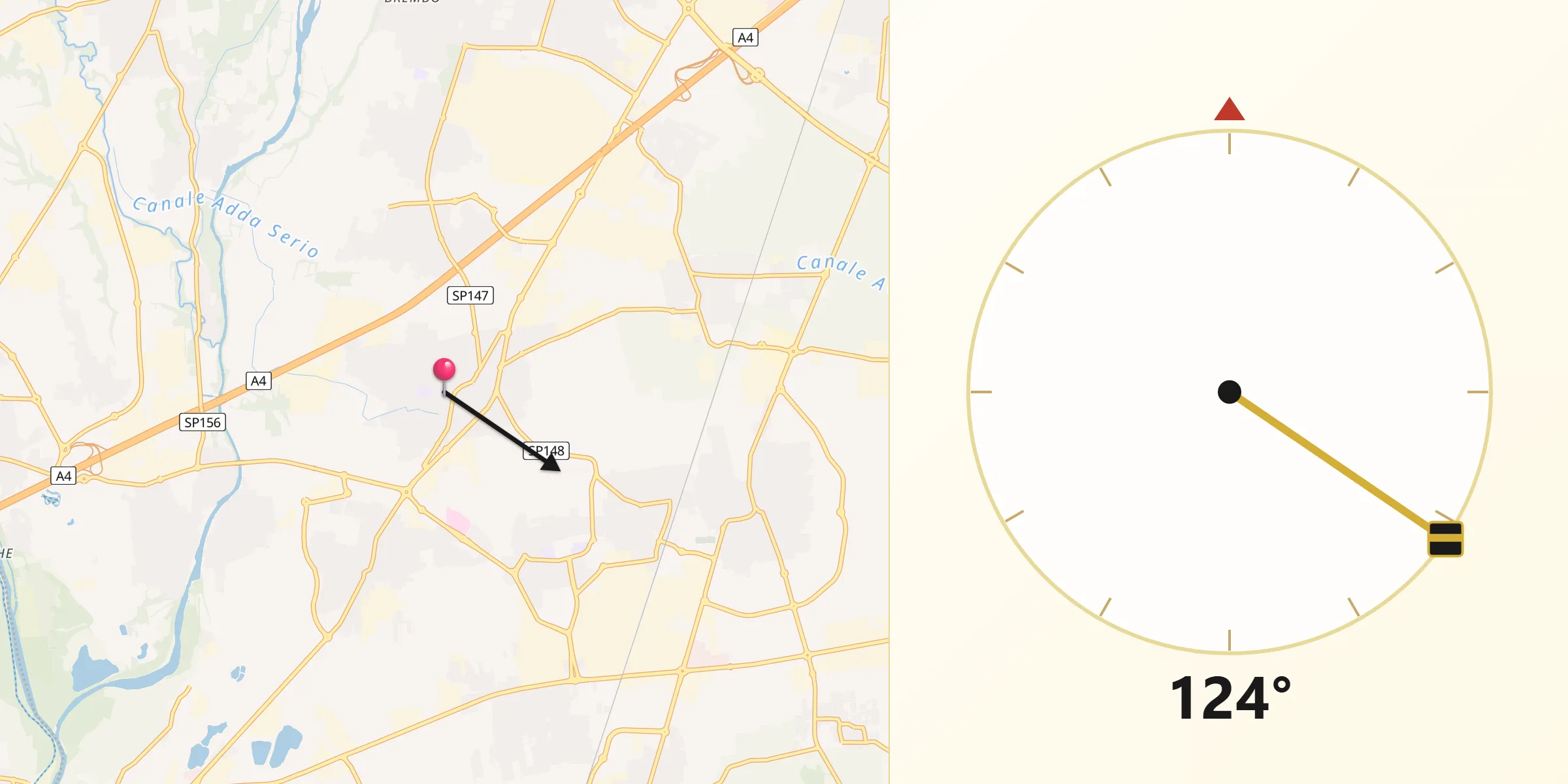 Direzione della Qibla da Osio Sotto