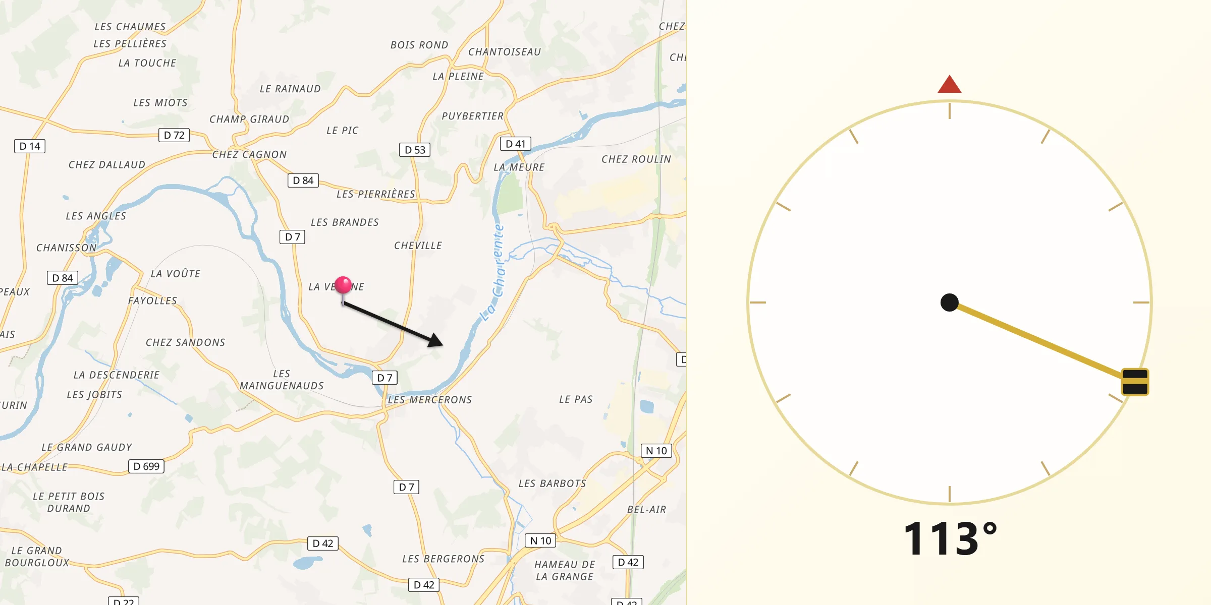 Direction vers la Qibla depuis Sireuil