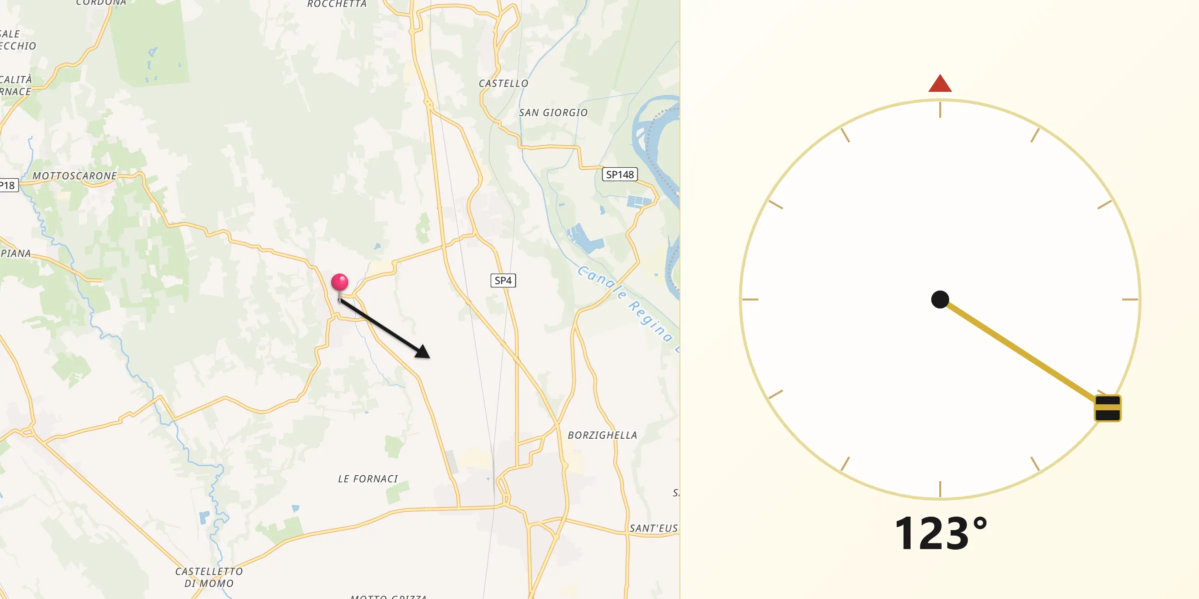 Direzione della Qibla da Mezzomerico