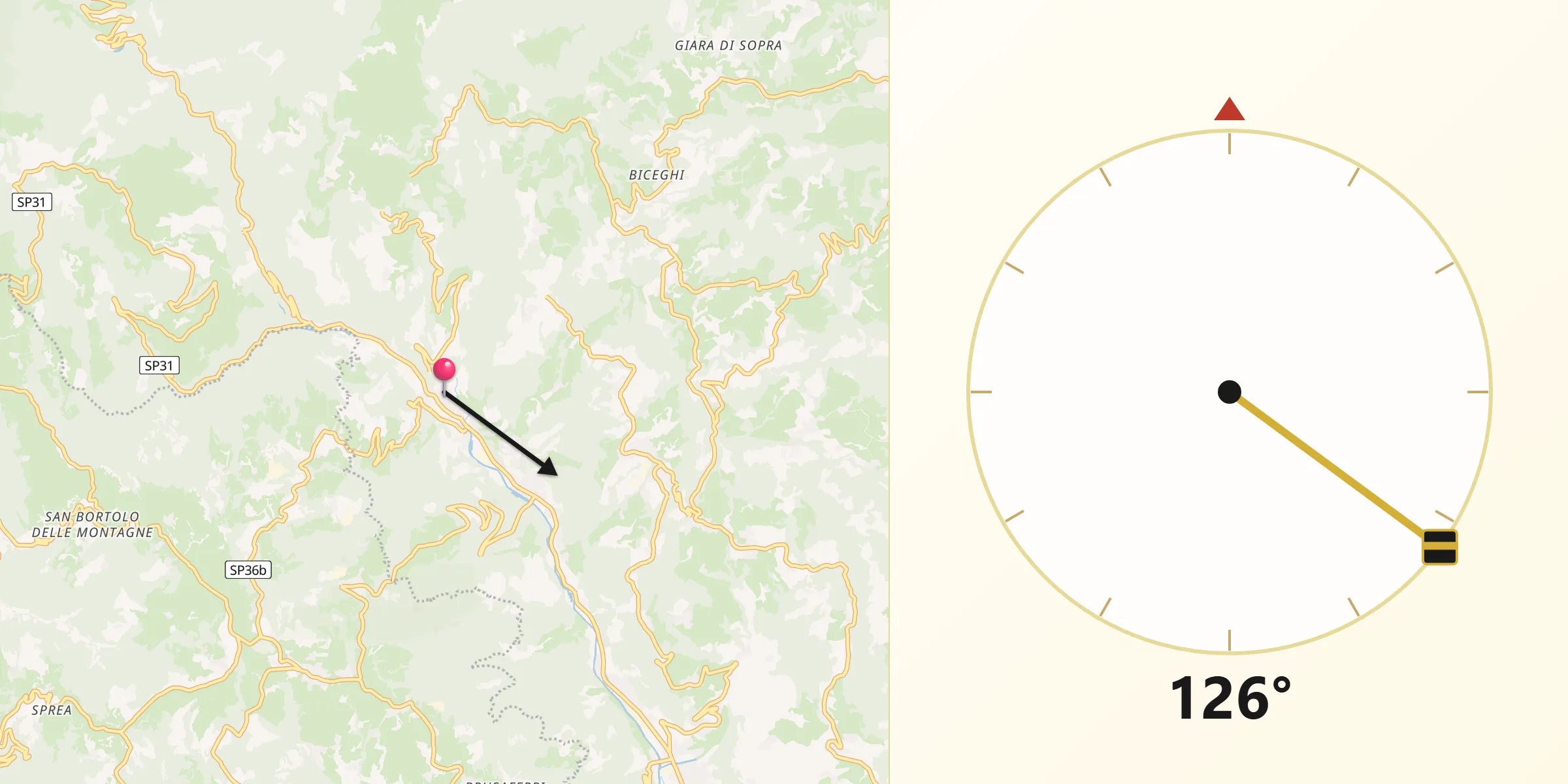 Direzione della Qibla da Crespadoro