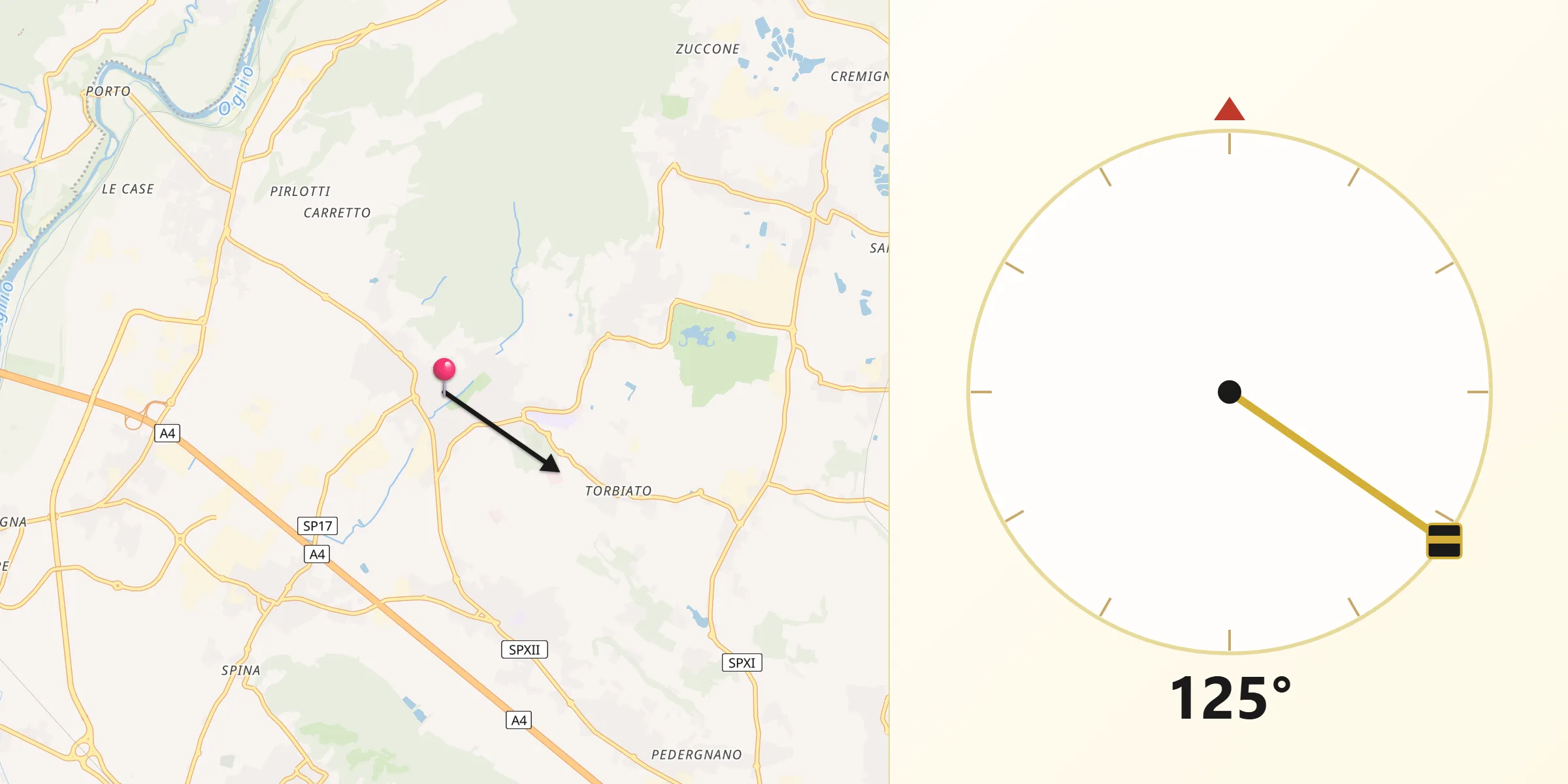 Direzione della Qibla da Adro