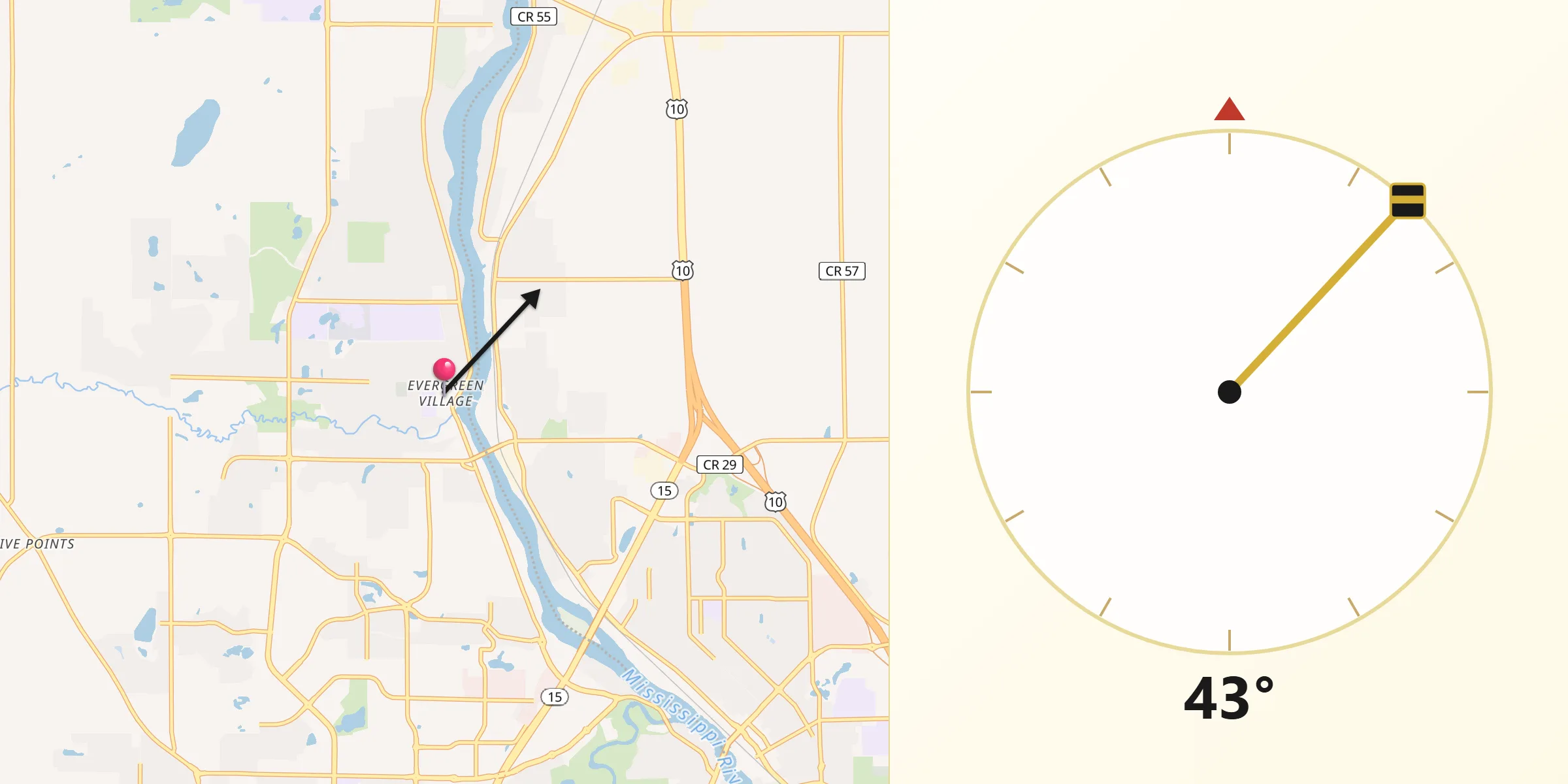 Qibla Direction from Sartell
