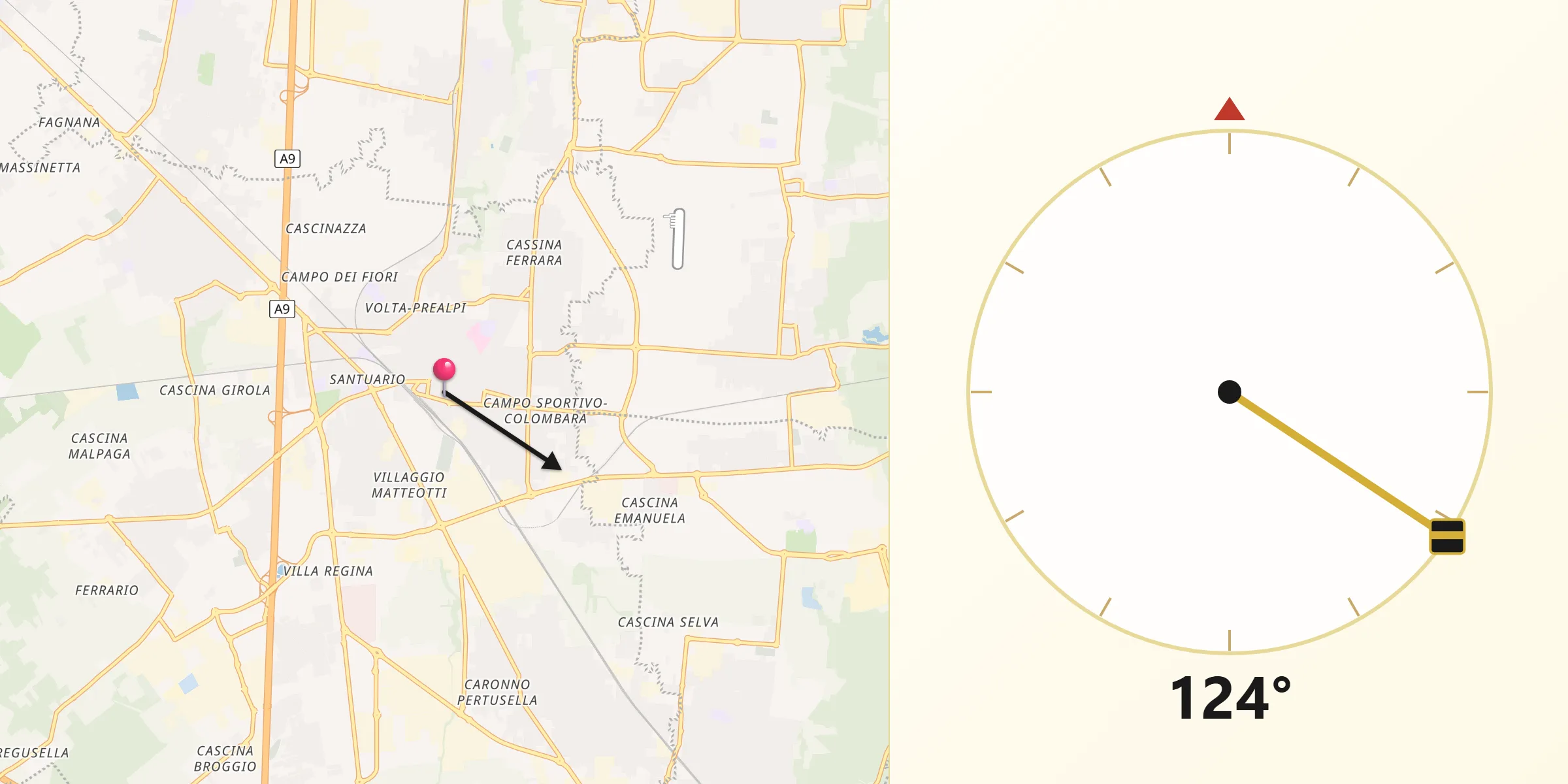 Direzione della Qibla da Saronno